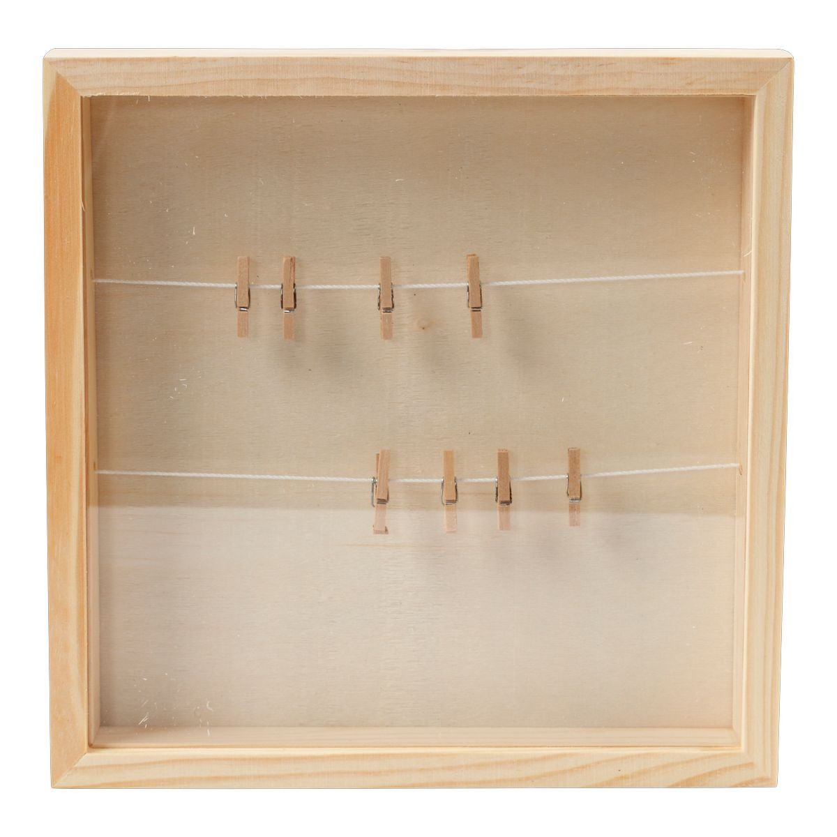 creativ company Rahmen creativ company 3D Rahmen 3D mit Leinen und Wäscheklammern beige 23x23