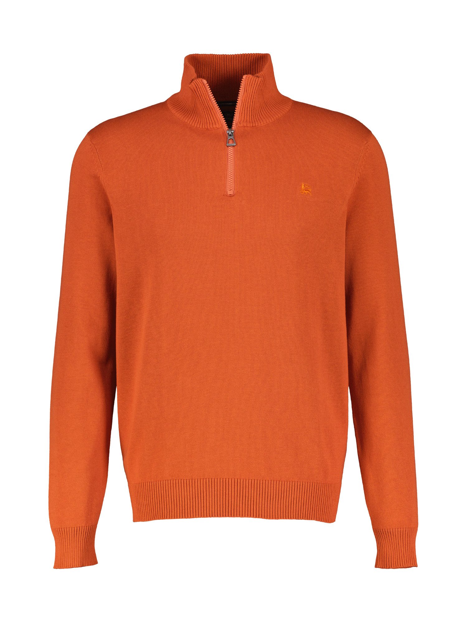 Strickpullover Flachstrick-Troyer mit Reißverschlusskragen