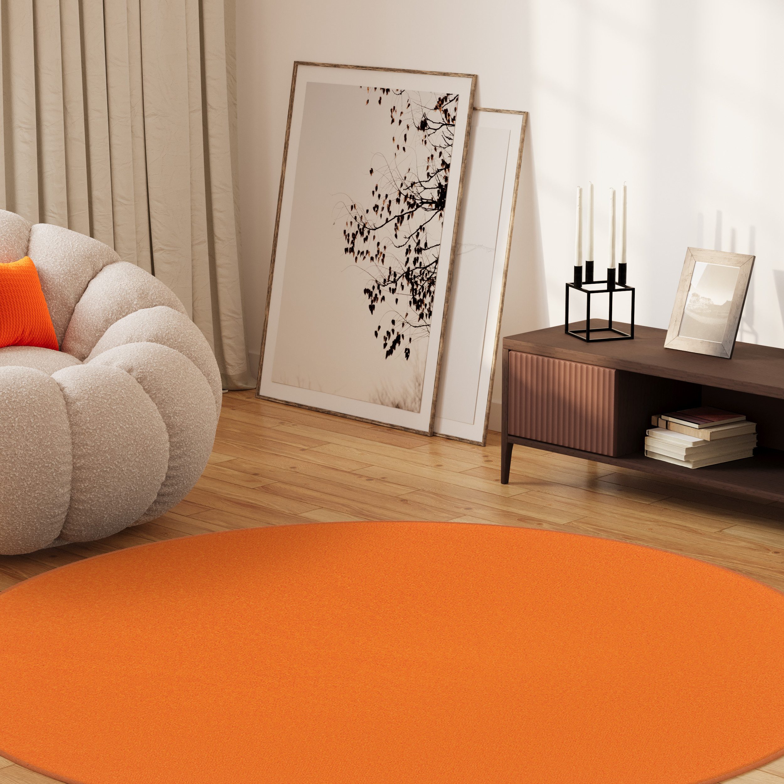 Tapiso Outdoorteppich MONO, rund, Höhe: 6 mm, Einfarbig, pflegeleicht, Indoor & Outdoor geeignet