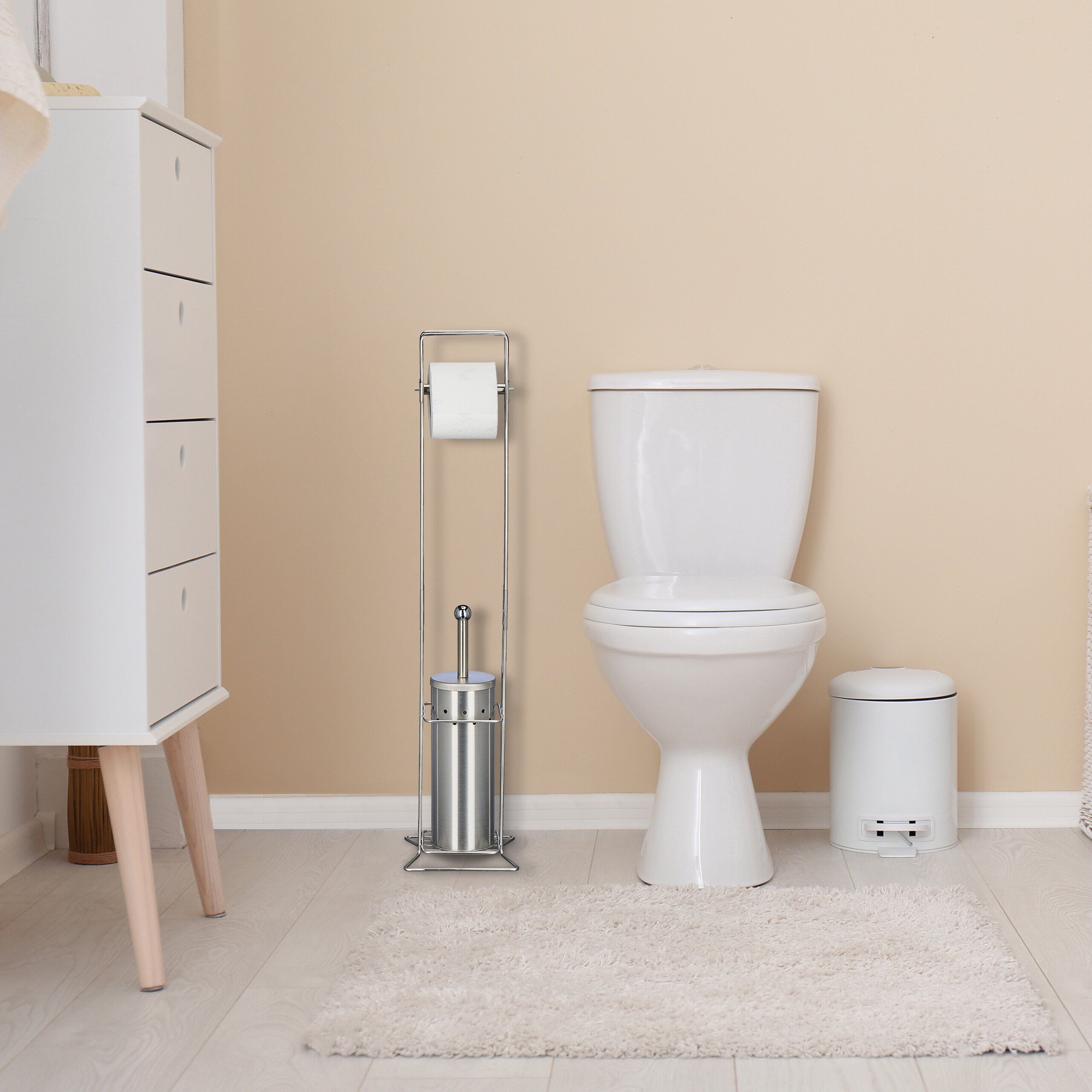 relaxdays Toilettenpapierhalter WC Garnitur Edelstahl günstig online kaufen
