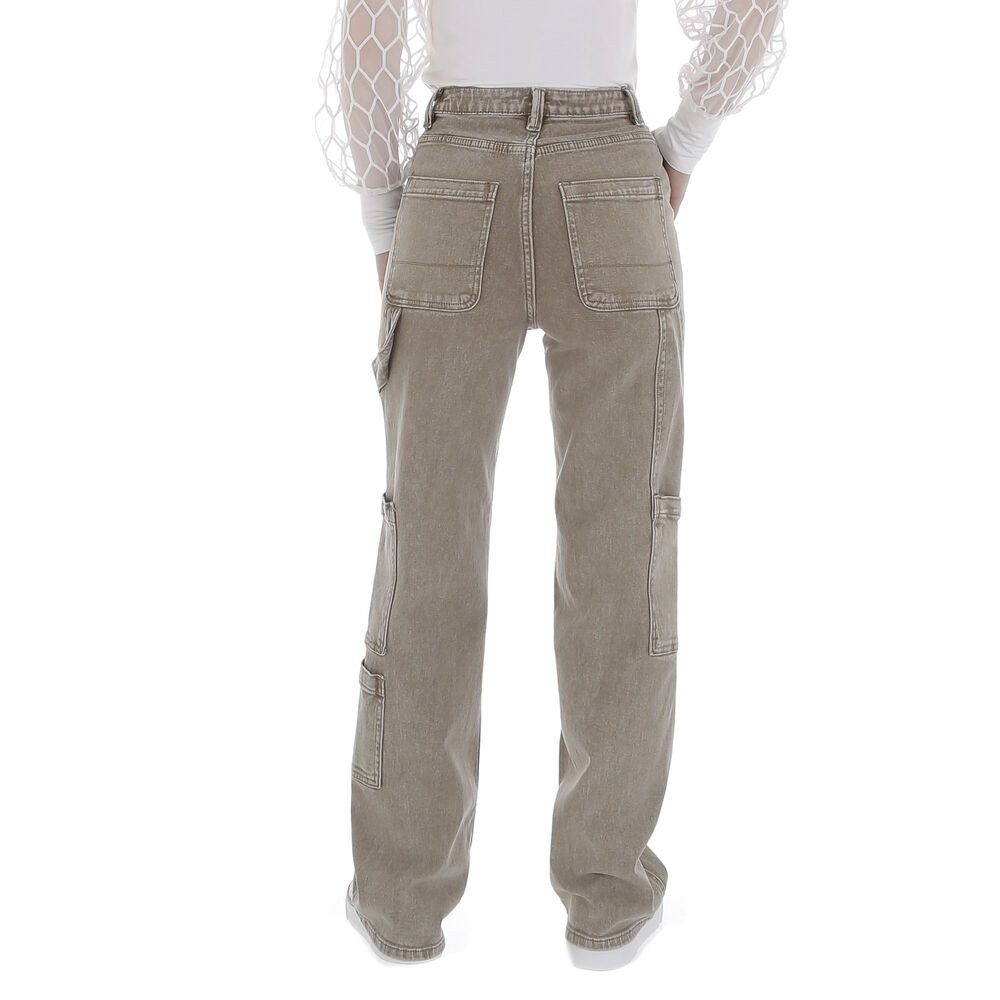 Ital-Design Cargohose Damen Freizeit (86358997) Used-Look Stretch Stoffhose in Hellgrün