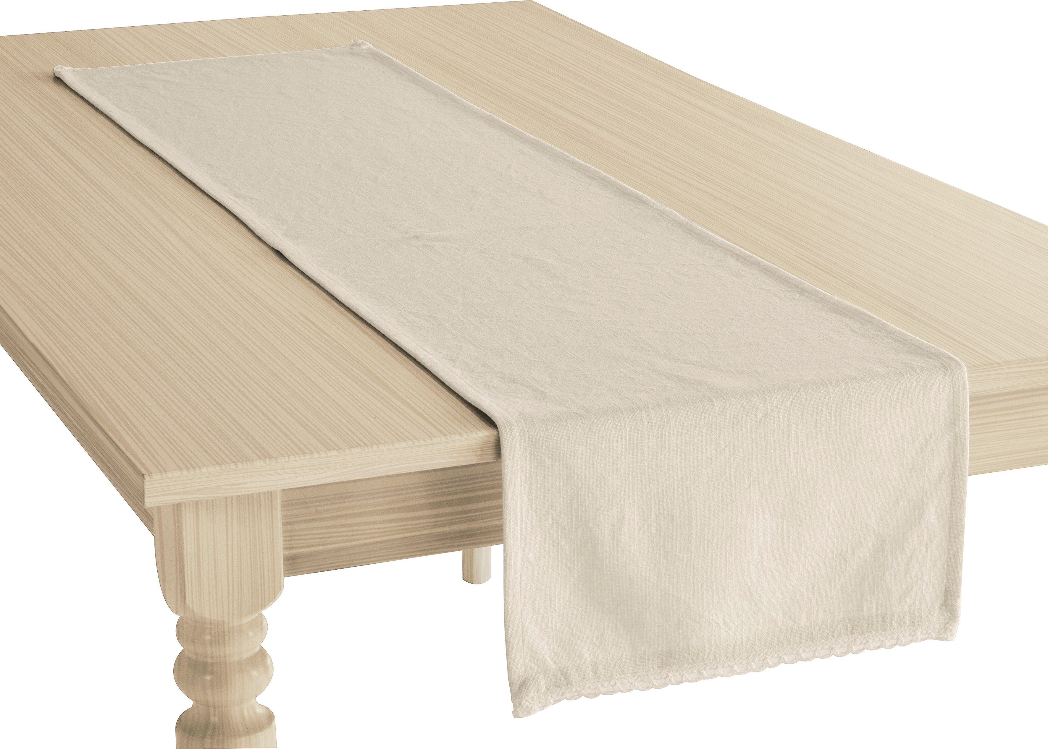 OTTO home Tischläufer Elyna (1-tlg, 1 Stück), uni, mit schöner Spitze, weic günstig online kaufen