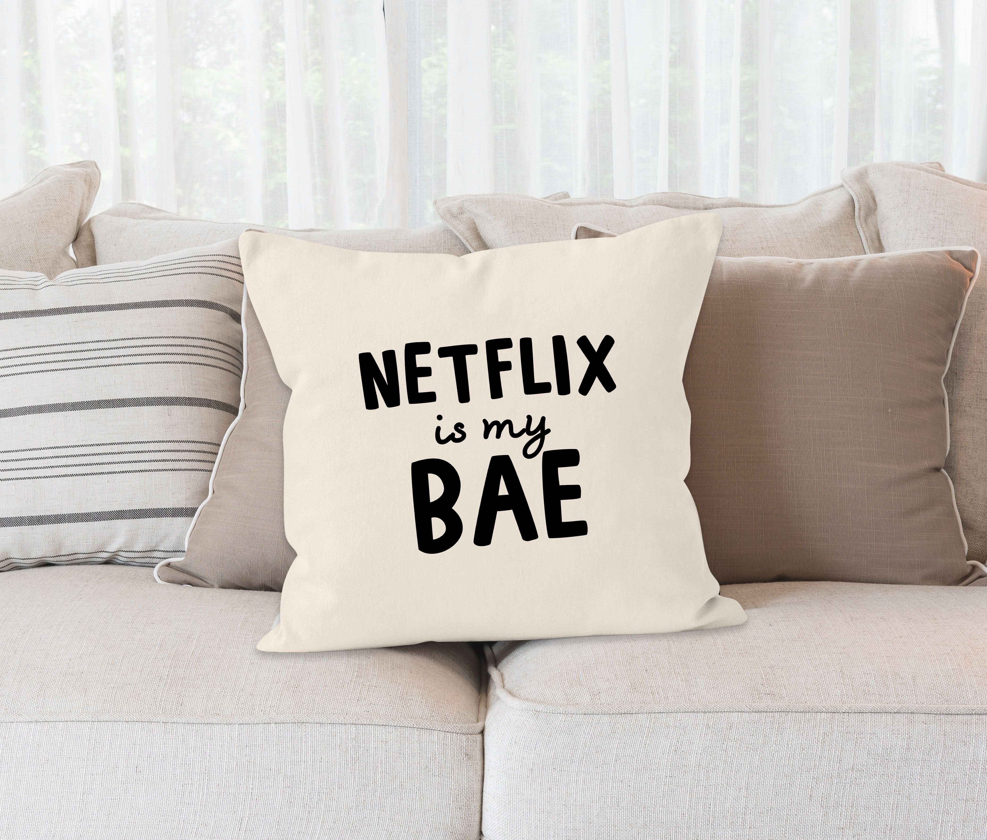 Dekokissen Netflix Deko-Kissen natur MoonWorks Kissen-Bezug Kissen-Hülle Baumwolle is MoonWorks® my BAE