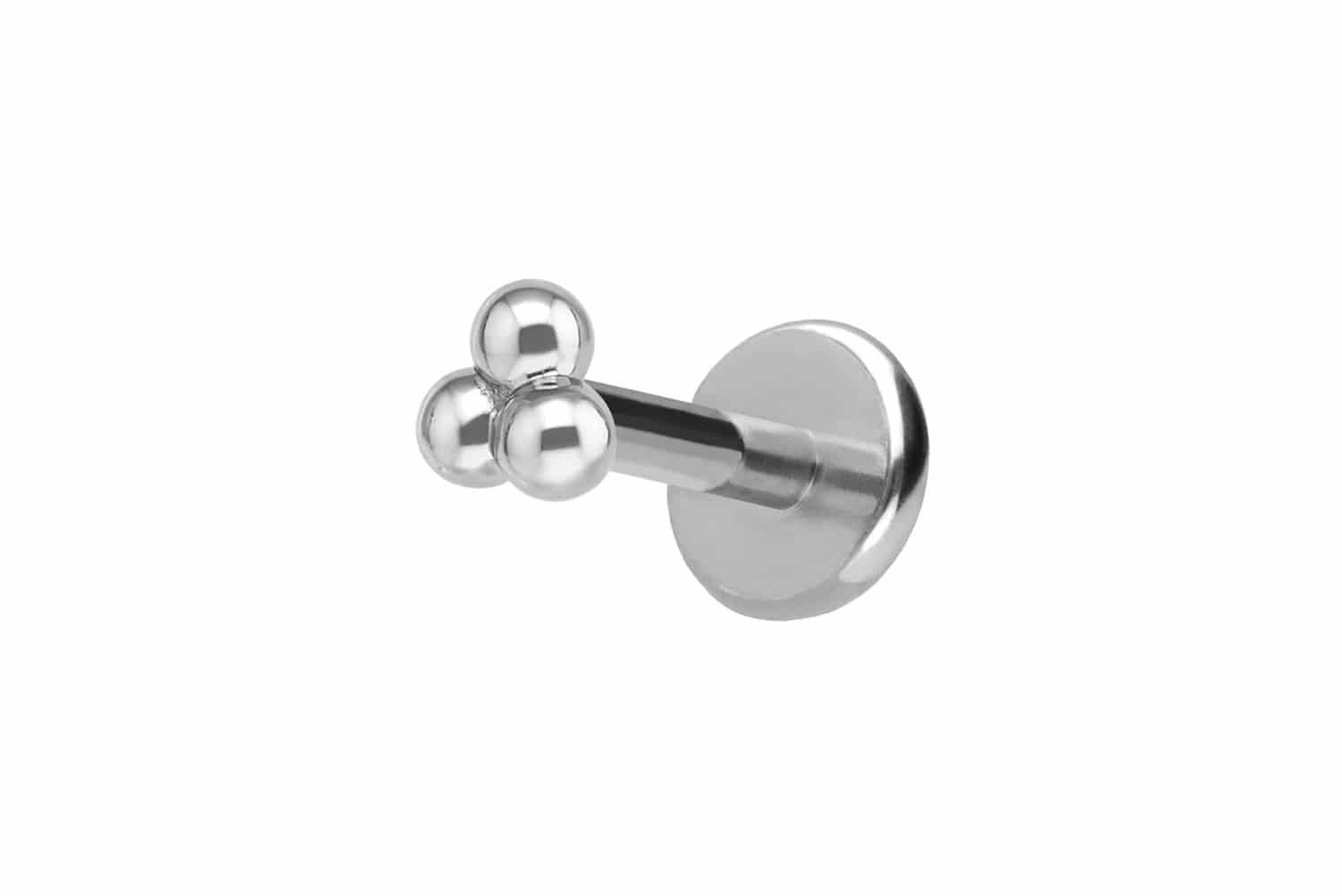 PIERCINGLINE Piercing-Set Titan Labret mit Innengewinde + 925er Silber Aufsatz 3 KUGELN (Labrets, 1-tlg)