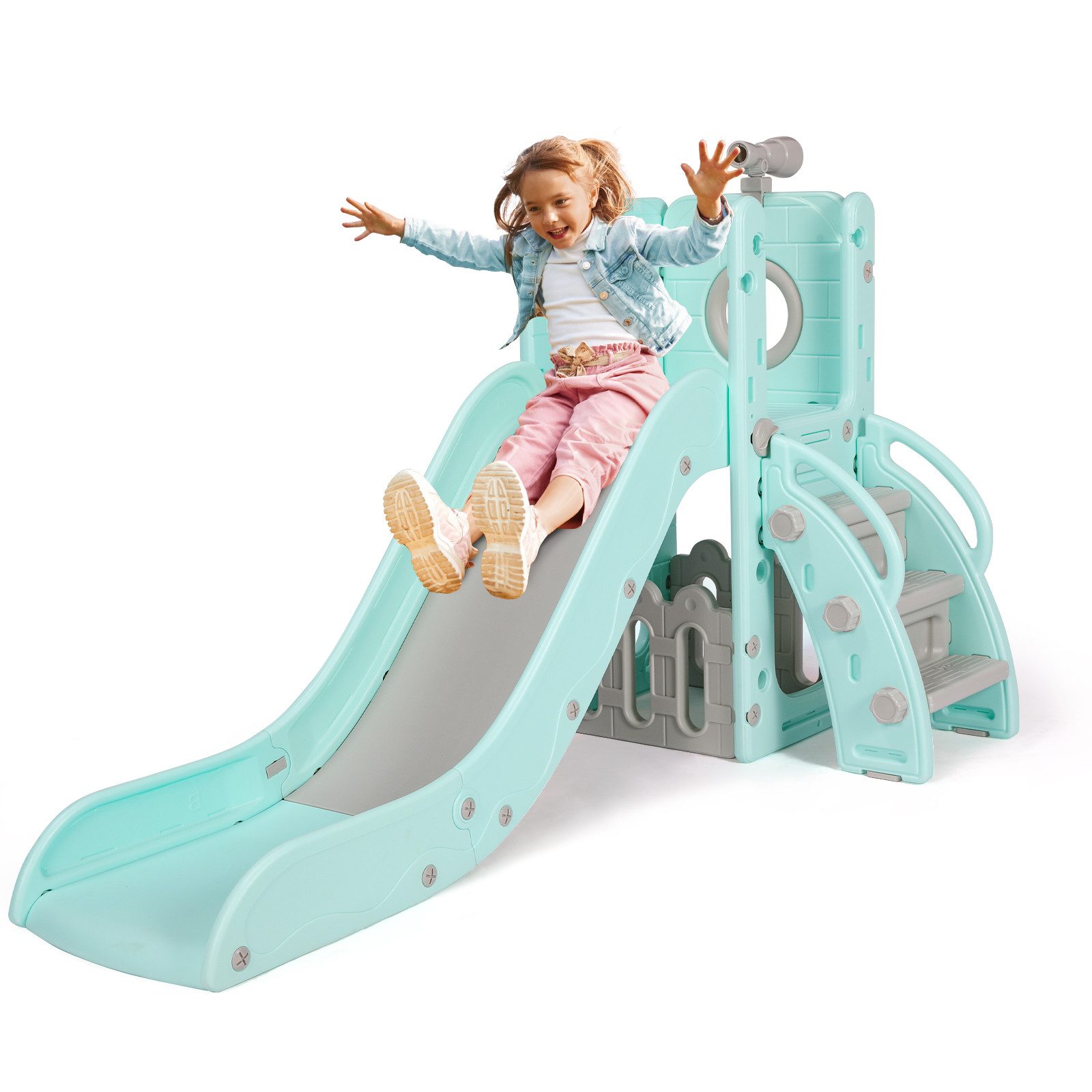 TLGREEN Rutsche, Kinderrutsche mit Stauraum & Spielteleskope, (Indoor & Out günstig online kaufen