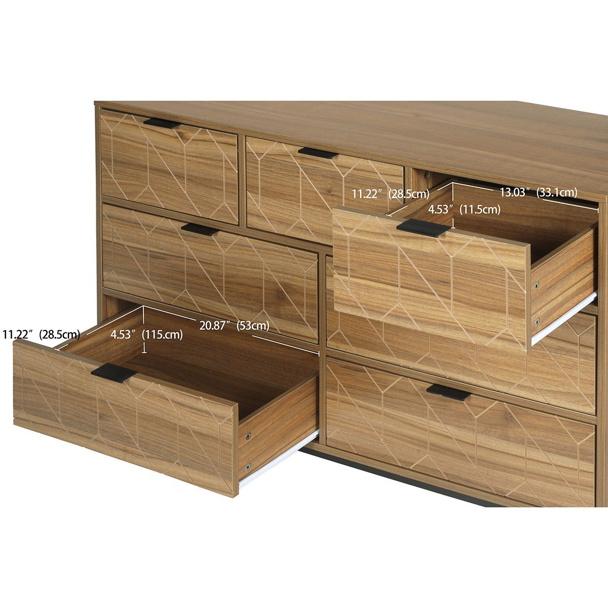 Kommode (Sideboard), Schrank mit 7 Schubladen für Schlafzimmer & Wohnräume, Breite 120cm
