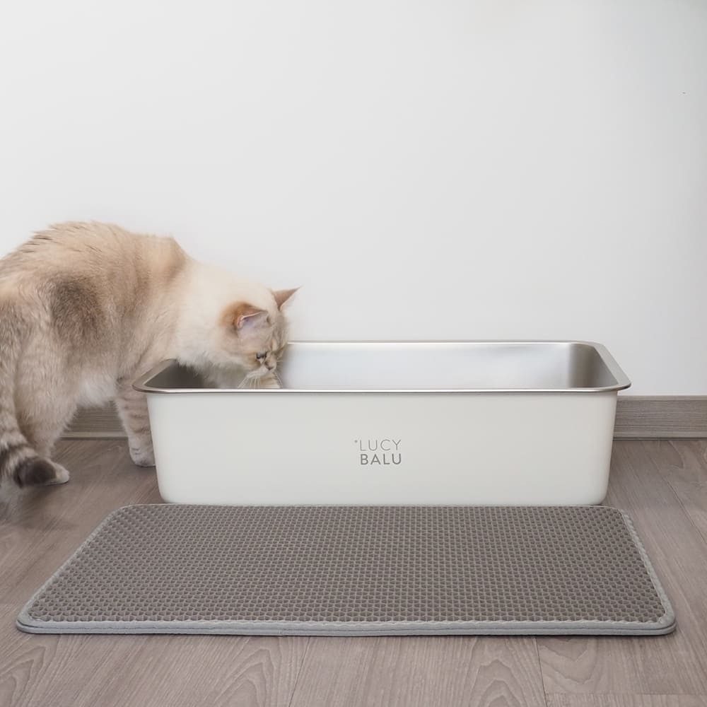 LucyBalu Katzentoilette Streumatte LOOMAT, zweilagiger Katzenklo Vorleger, Leicht zu reinigende Katzenstreu-Auffangmatte