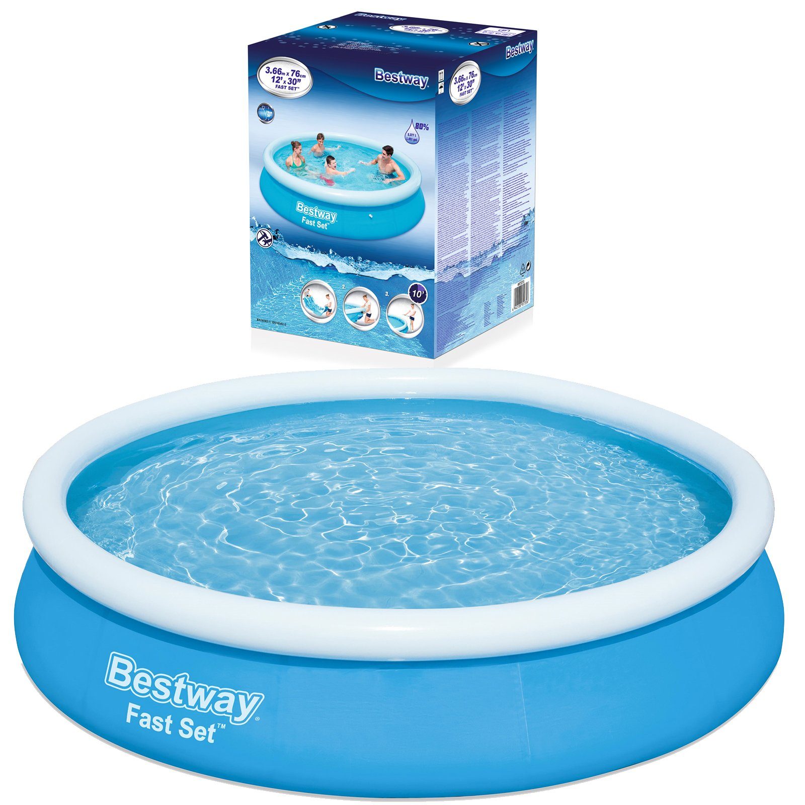 Bestway QuickUp Pool Fast Set Pool Swimmingpool Rund mit Filterpumpe
