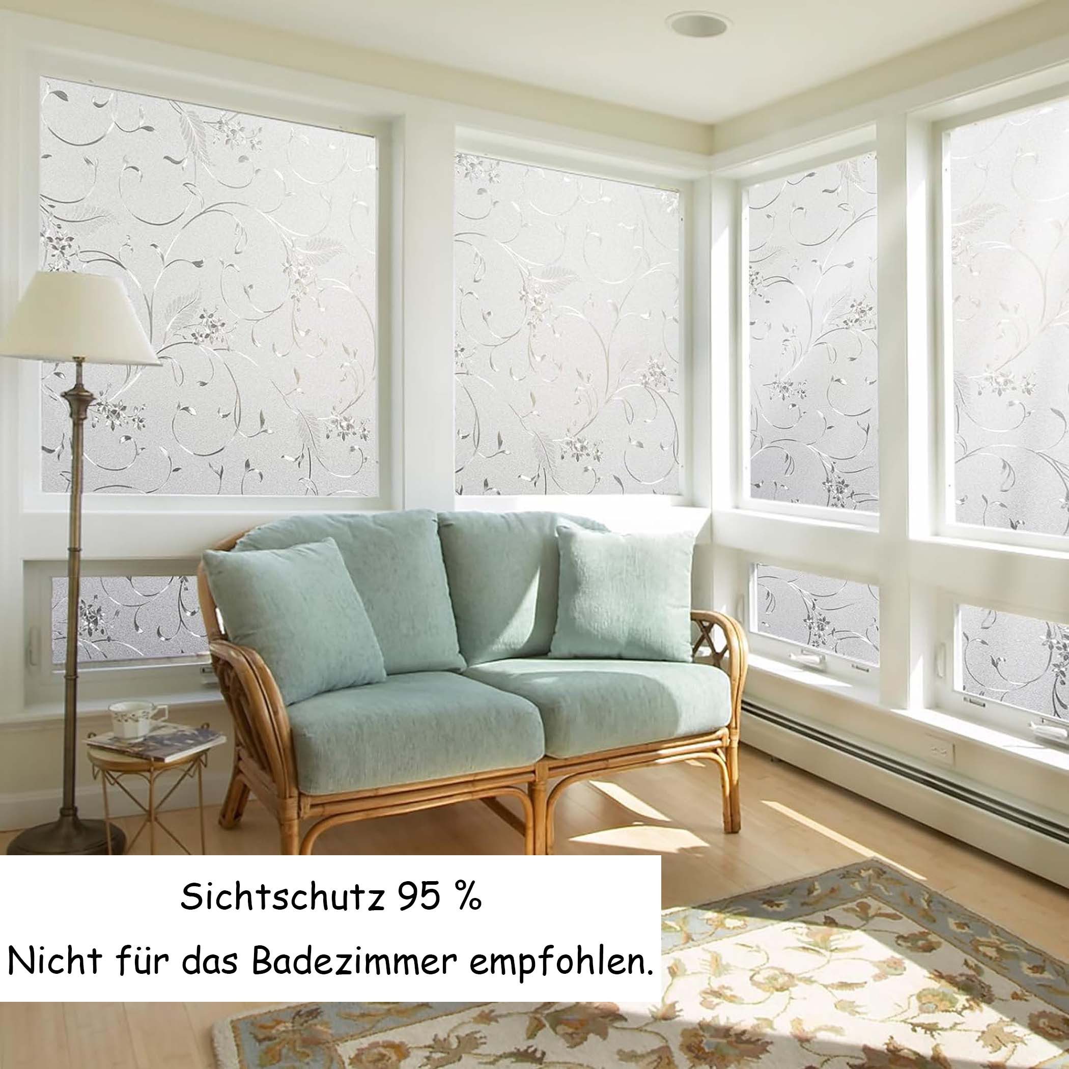 Diwzbyn Fensterfolie Blickdicht Selbsthaftend, Sichtschutzfolie Fenster, 90% UV-Schutz – Bild 3 von 5