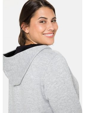 Sheego Kapuzensweatshirt Große Größen mit 3/4-Ärmel und Kontrastdetails
