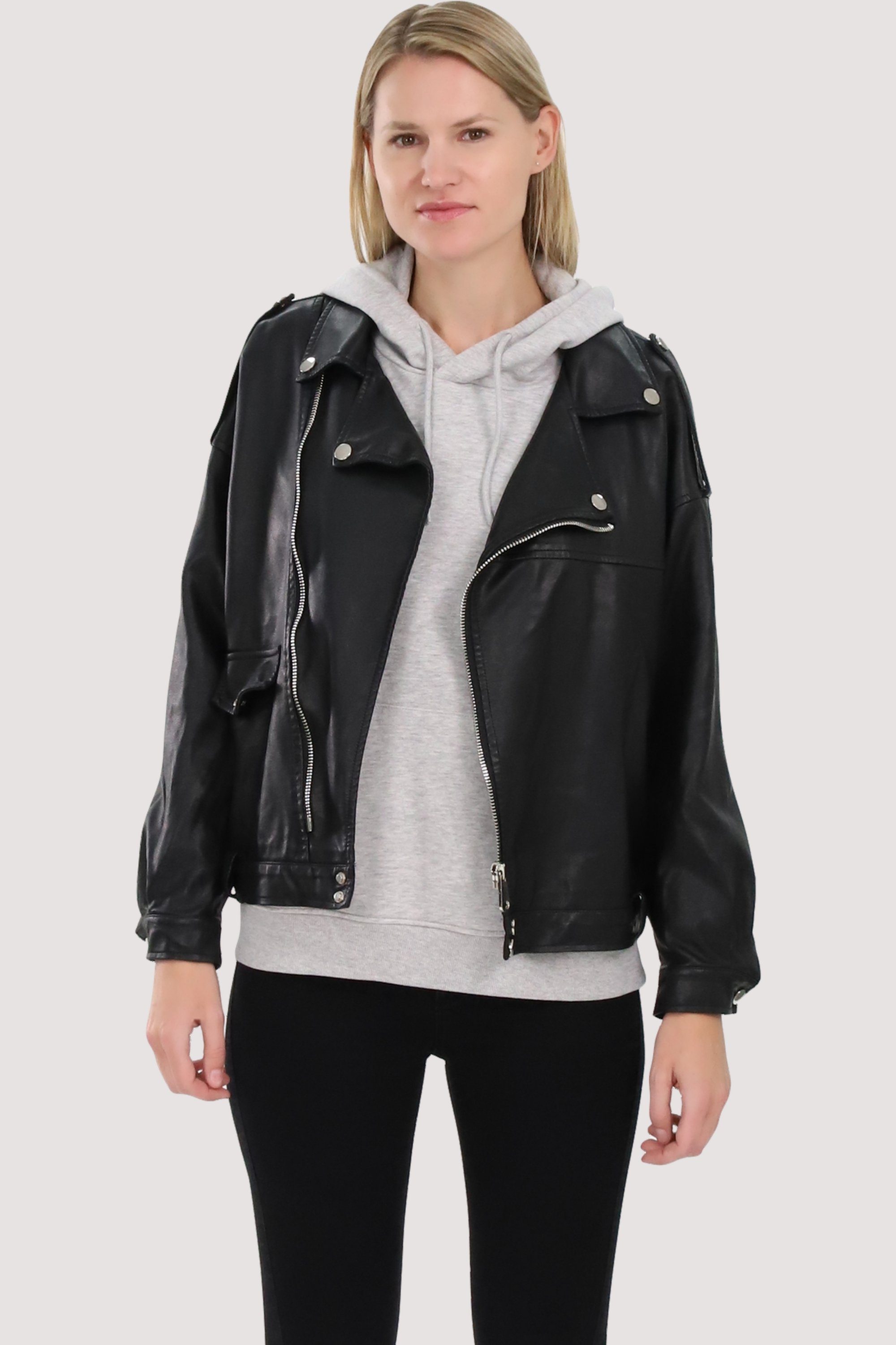 malito more than im Look Oversize Bikerjacke Lederimitatjacke fashion JF1848