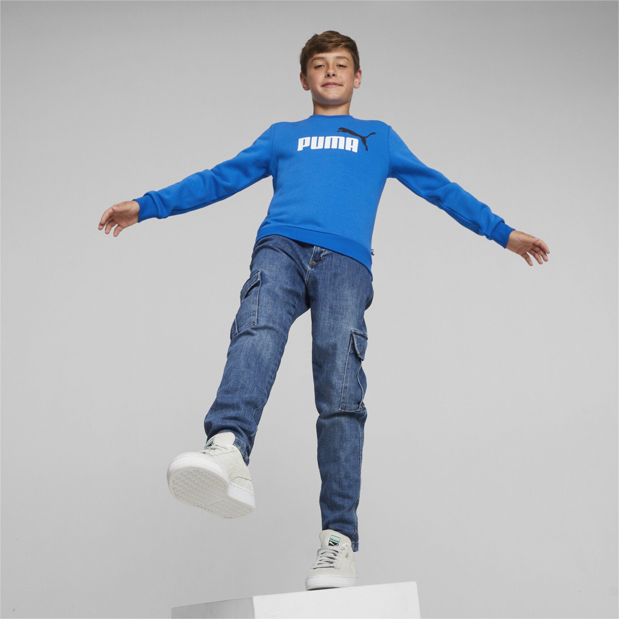 PUMA Sweatshirt Essentials+ Two-Tone Big Sweatshirt Racing Jungen Blue Logo