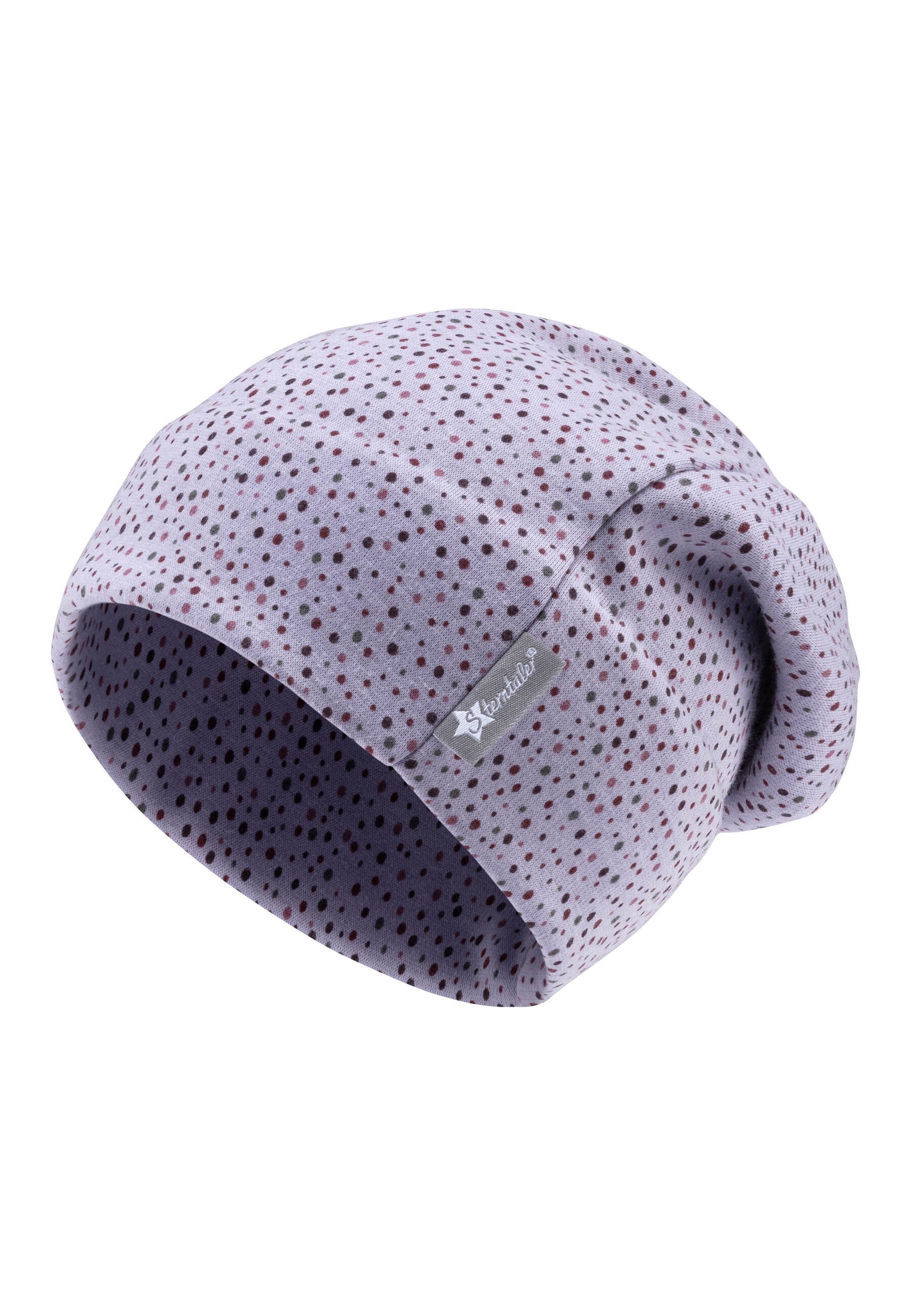 Slouch-Beanie aus Jersey in Hellrot mit Punkten