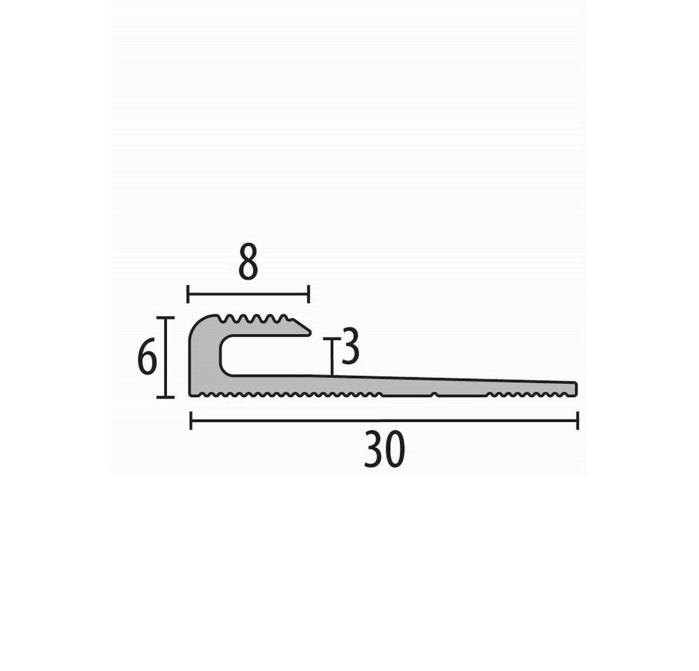 Thumbnail - Küberit Anschlussprofil 6 x 30 x 2500 mm Aluminium Einfassprofil Silber Versenkt Gebohrt
