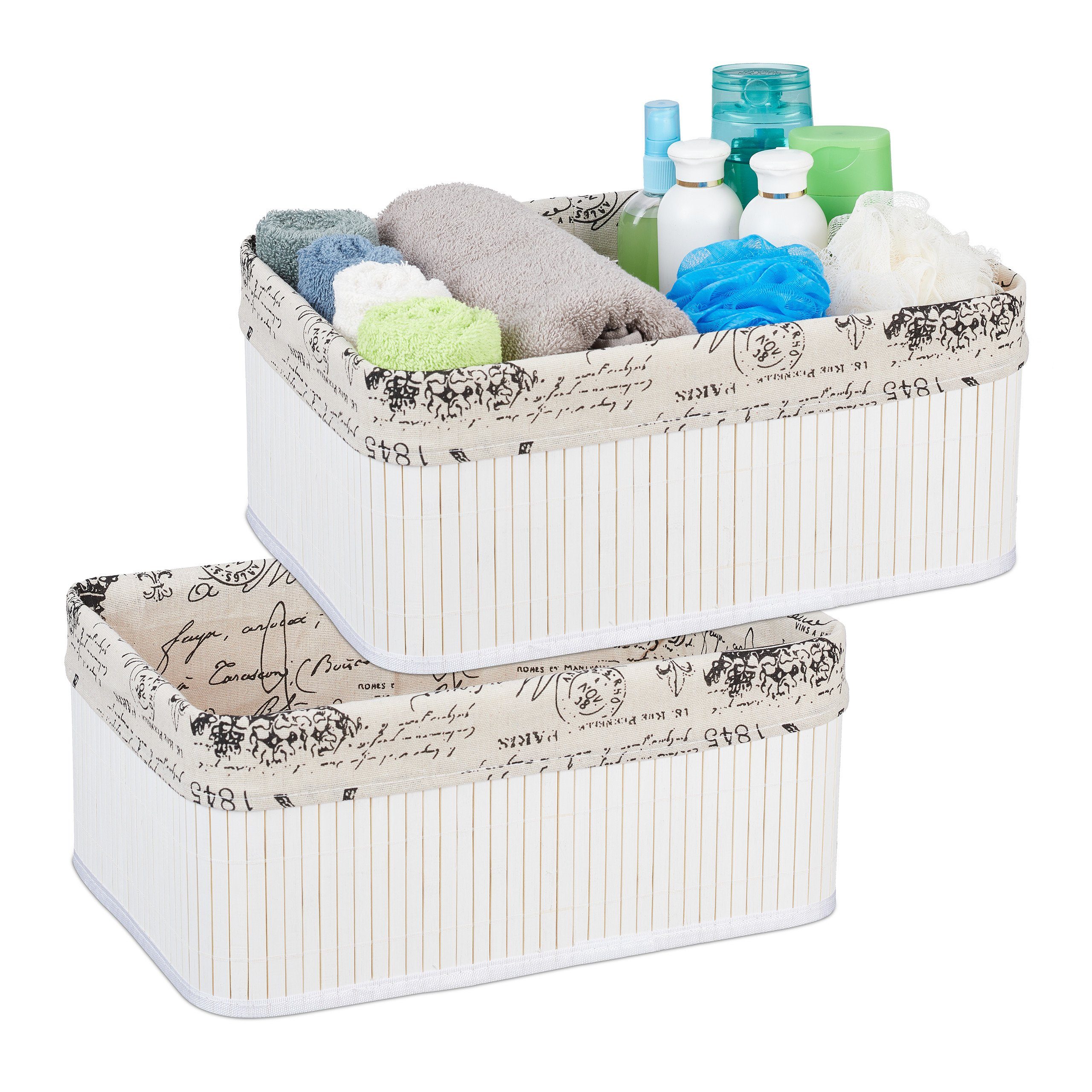relaxdays Aufbewahrungskorb 2 x Aufbewahrungskorb Bambus günstig online kaufen