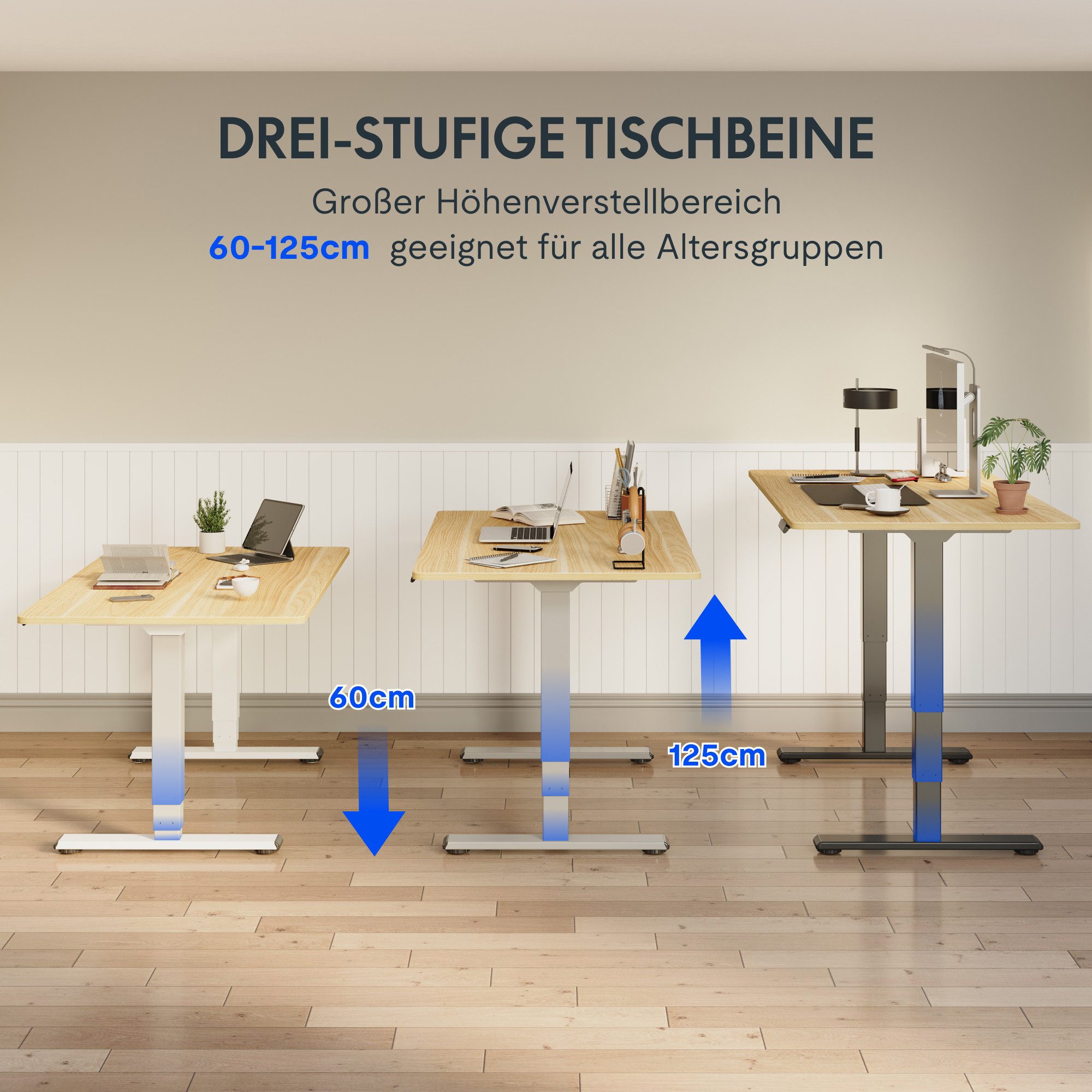 FLEXISPOT Schreibtisch Elektrisch Höhenverstellbarer Schreibtisch EC5 LITE mit Dualmotor (25MM einteiliger Tischplatte & 3-fach Teleskop, 4 Speicherhöhen & Anti – Bild 4 von 5