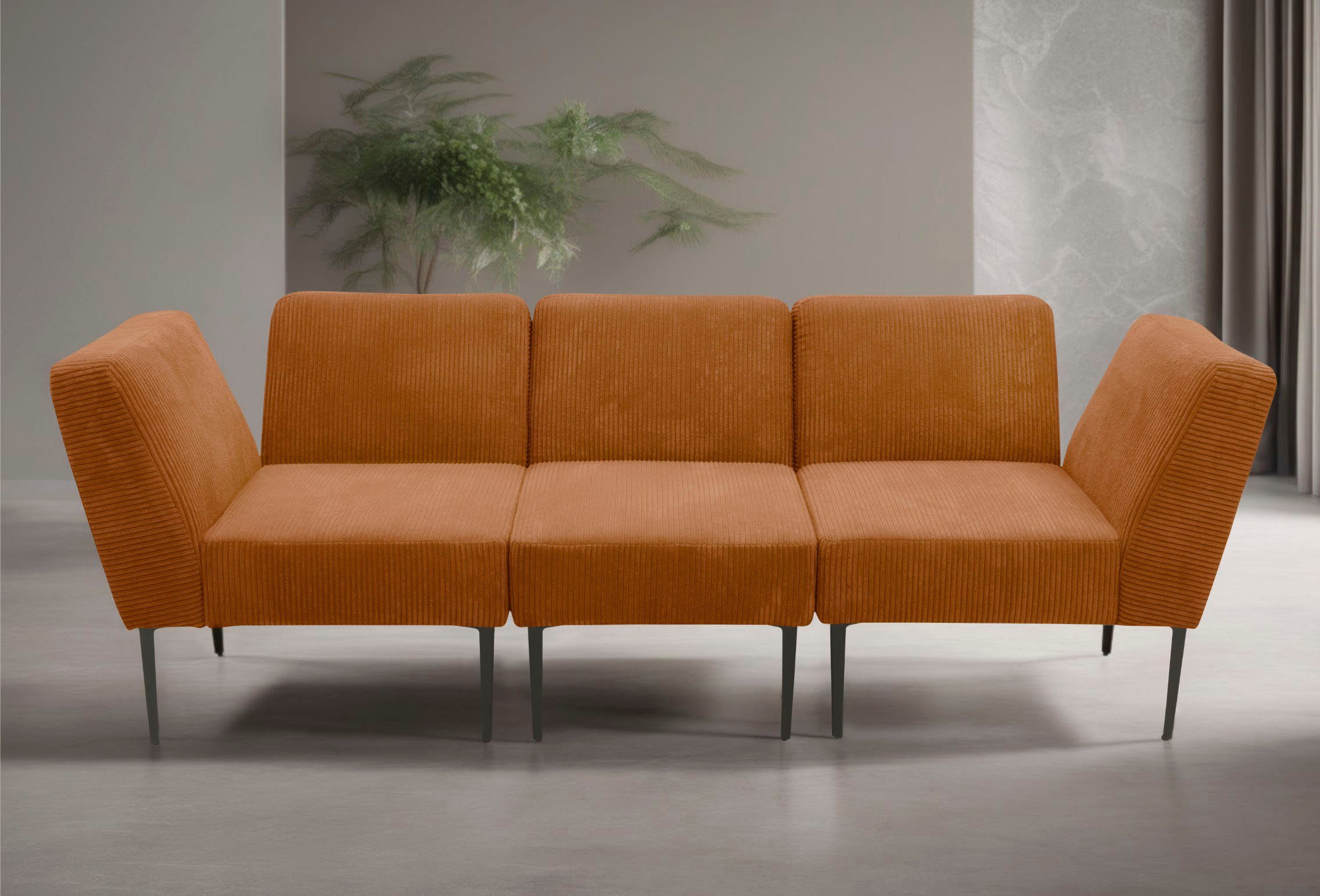 DOMO collection Sessel 700010 Lieferzeit nur 2 Wochen, auch einzeln stellbar, Cord-Bezug, Fußhöhe passend für gängige Saugroboter!