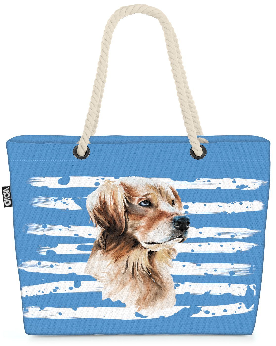 VOID Strandtasche (1-tlg), Hund blau Haustier Golden Retriever Tier