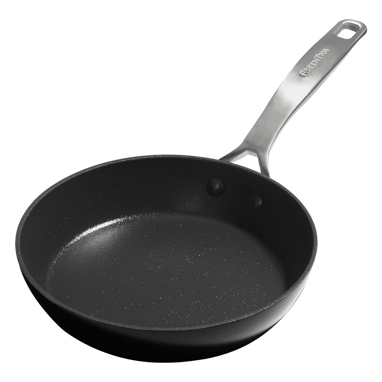 GREENPAN Bratpfanne Copenhagen schwarz Bratpfanne robust Antihaft backofenfest, Edelstahl, Kratzfest, langlebig, pflegeleicht, backofengeeignet Ø 20 cm
