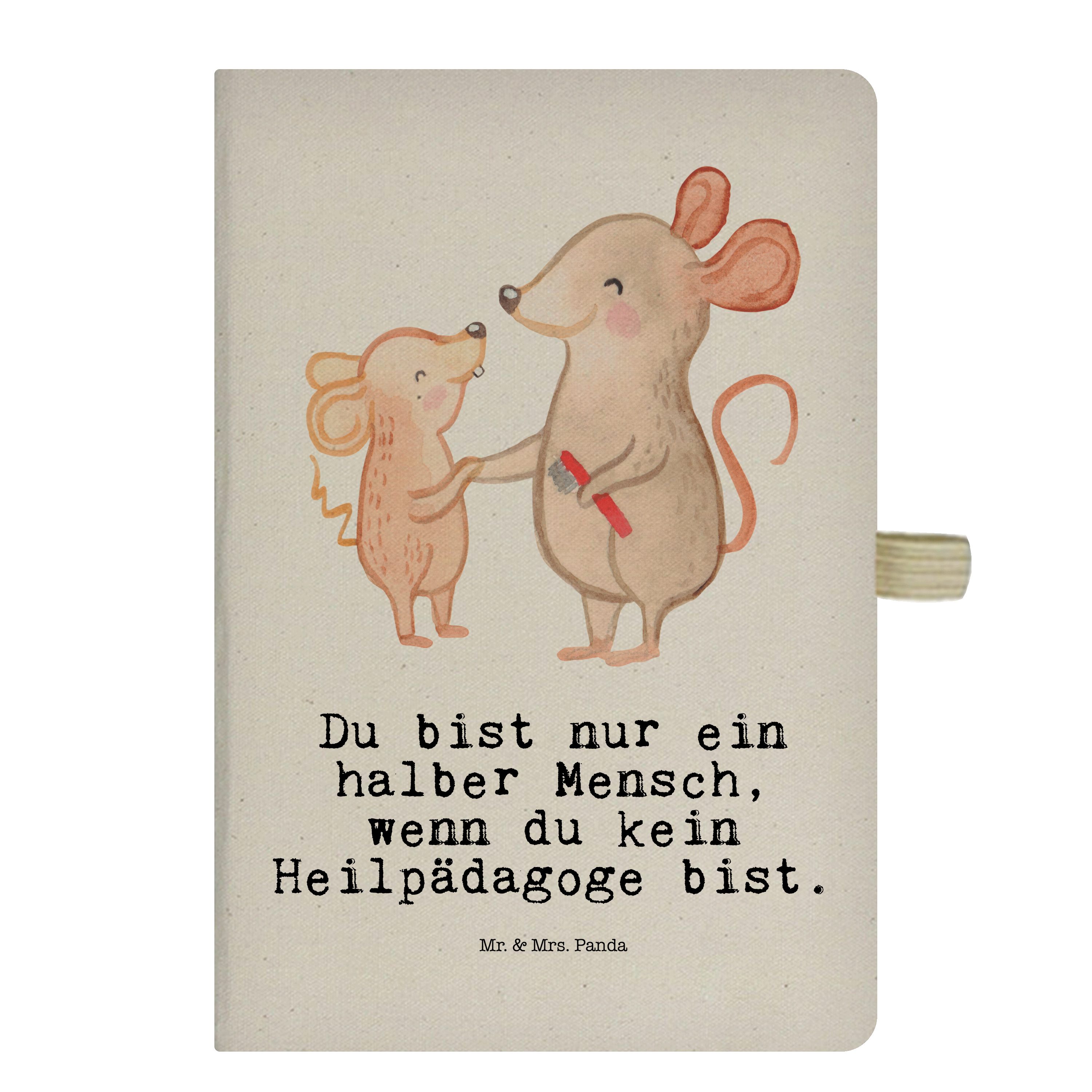 Mr. & Mrs. Panda Notizbuch Heilpädagoge mit Herz - Transparent - Geschenk, Adressbuch, Kindergar Mr. & Mrs. Panda