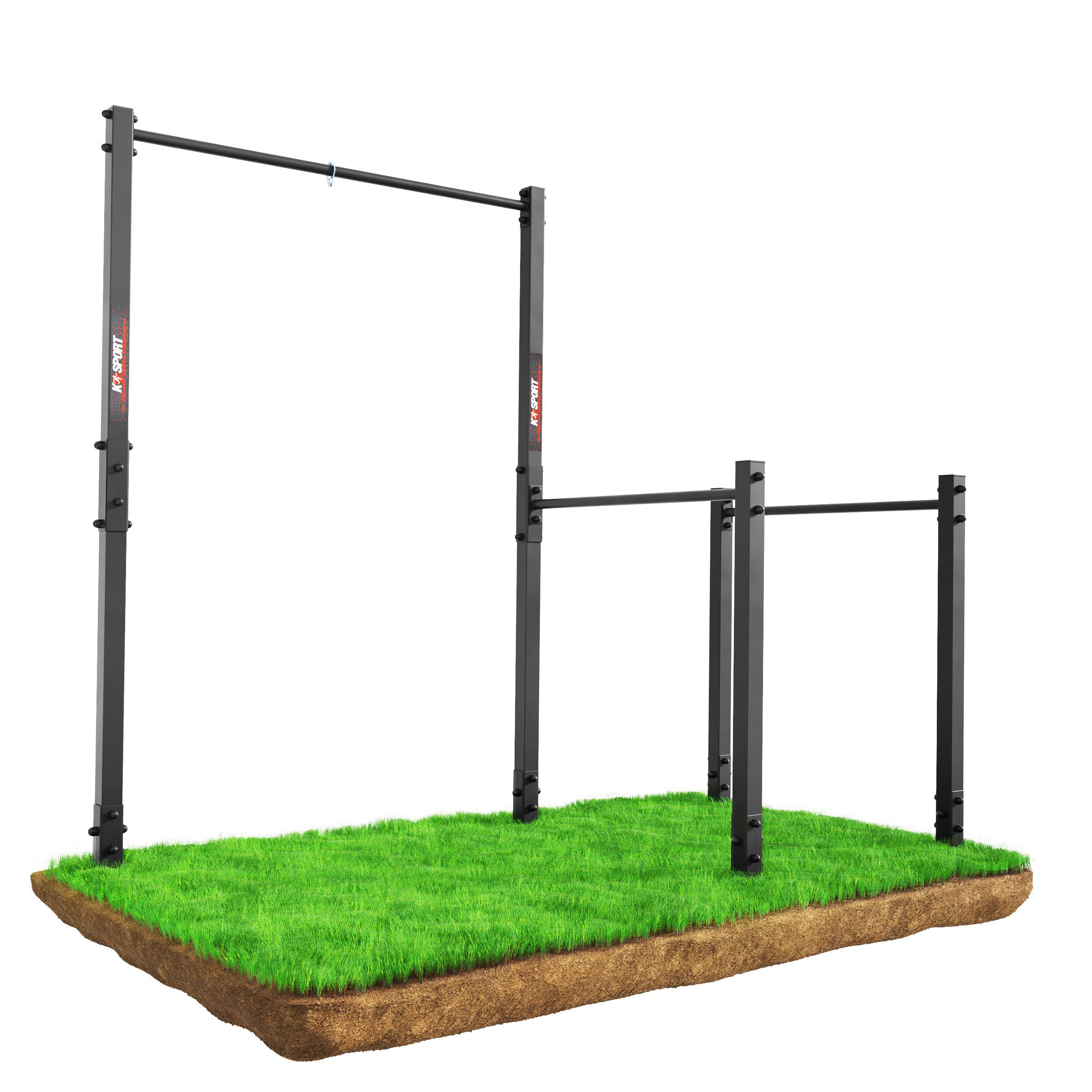 K-SPORT Klimmzugstange Stationäre Outdoor Klimmzugstange + Dip Station (bis 150 kg belastbar, Wetterfeste Kraftstation mit Pull-Up Bar & Dip Stange)
