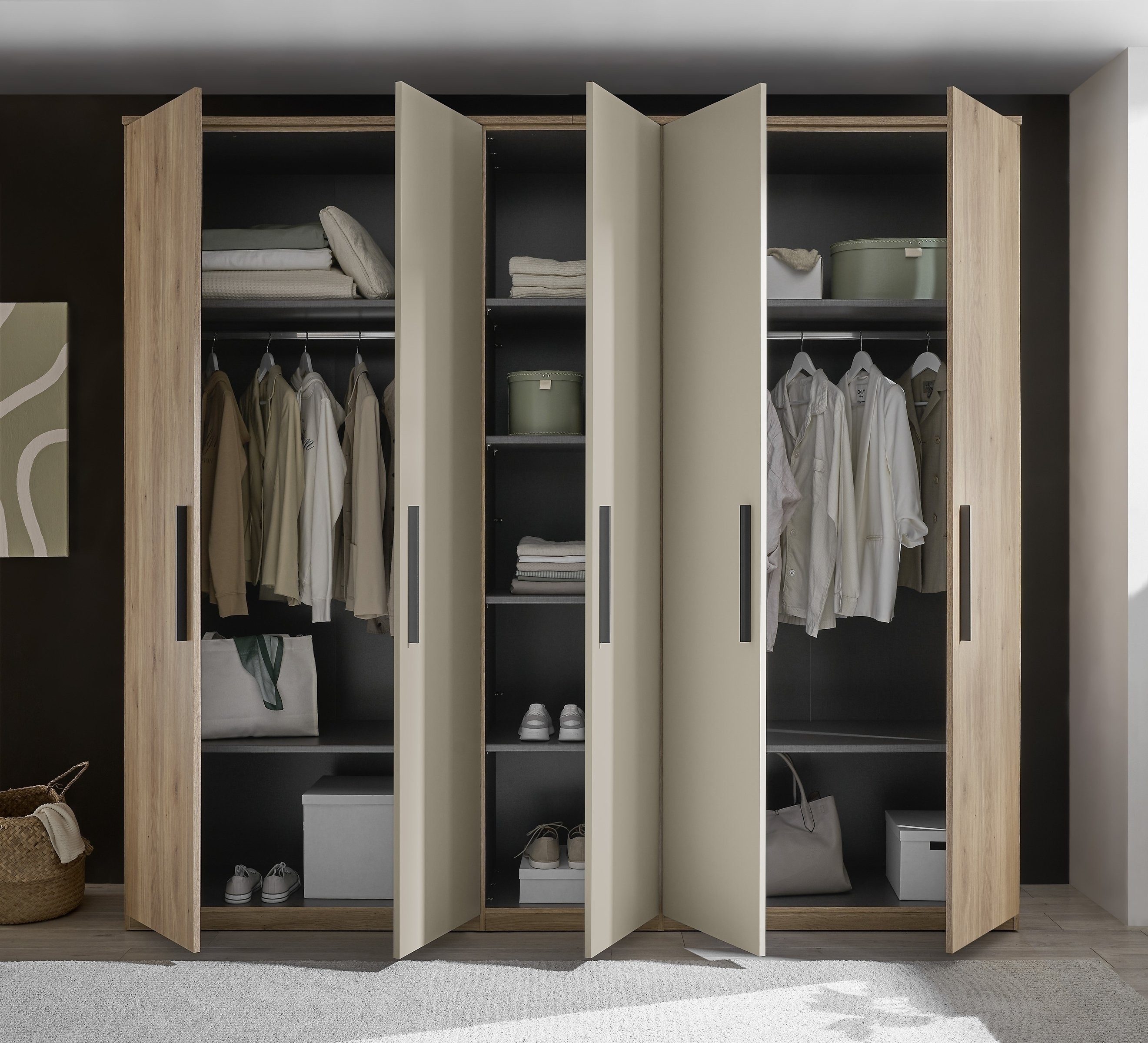 Schlafkontor Schlafzimmer-Set (2-teilig) Doppelbett + Kleiderschrank, Mauvella Oak Dekor / Kashmir, (2-teilig)