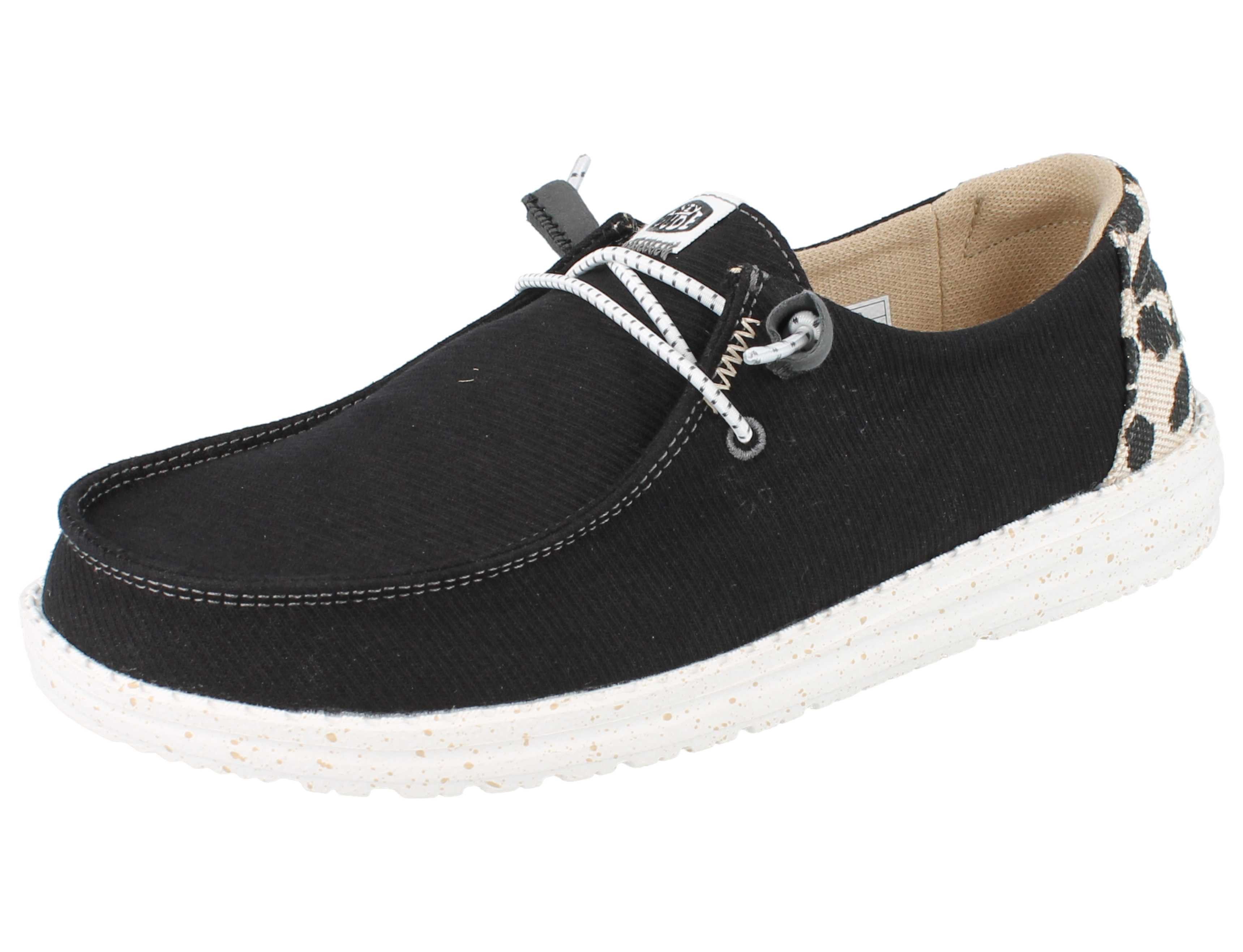 HEY DUDE Leopard Damen Schlupfsneaker schwarz Textil - Größe: 39 Slipper
