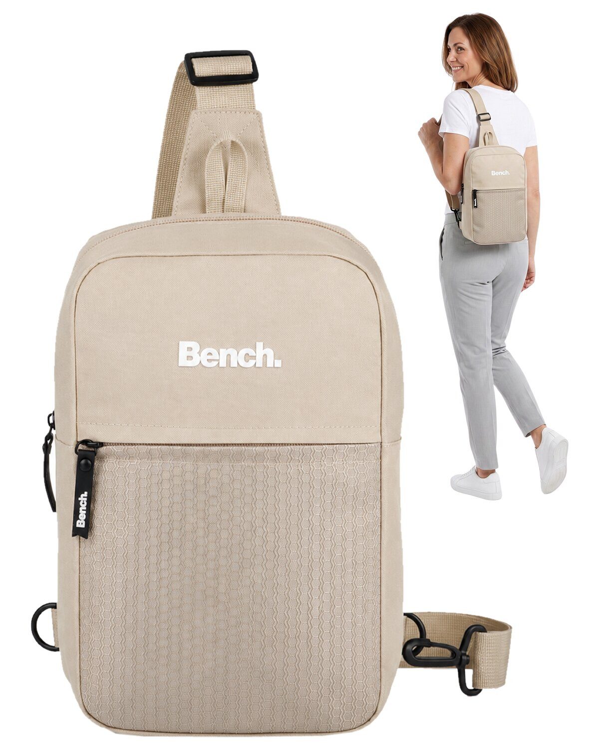 Bench. Rucksack Eingurt Freizeitrucksack Crossbody Tasche Sport, Fahrradrucksack Wandern Damen Herren Bike Sling Bag 64206 + Etui