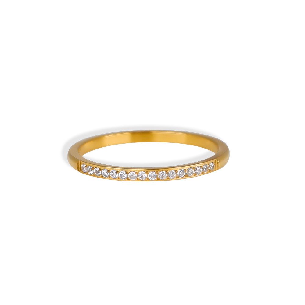 Fingerring für Damen - Zirkonia Pavé Ring aus Edelstahl vergoldet