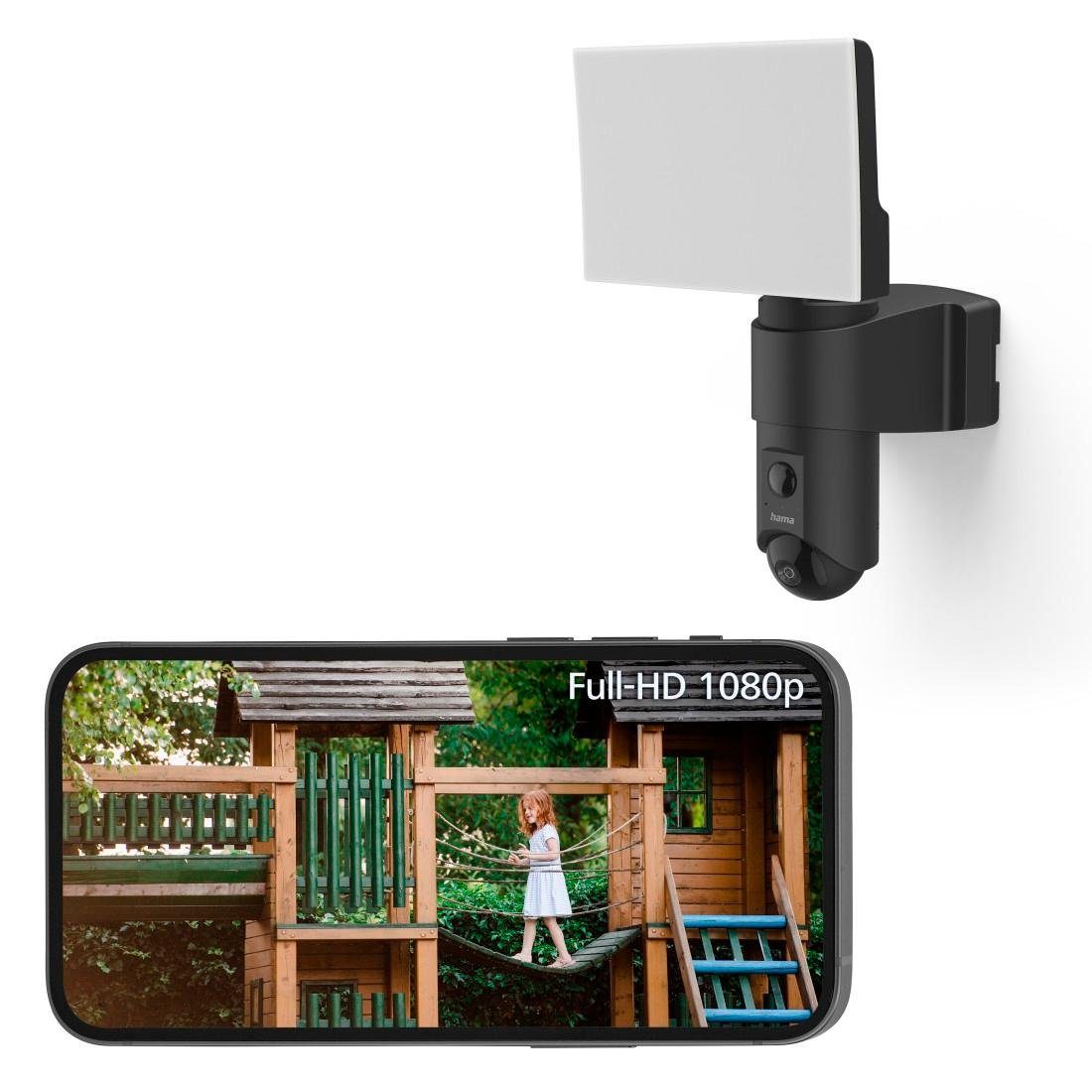 Full Überwachungskamera u. Outdoor Kamera (Außenbereich) Nachtsicht Bewegungsmelder Hama mit HD WLAN-Licht
