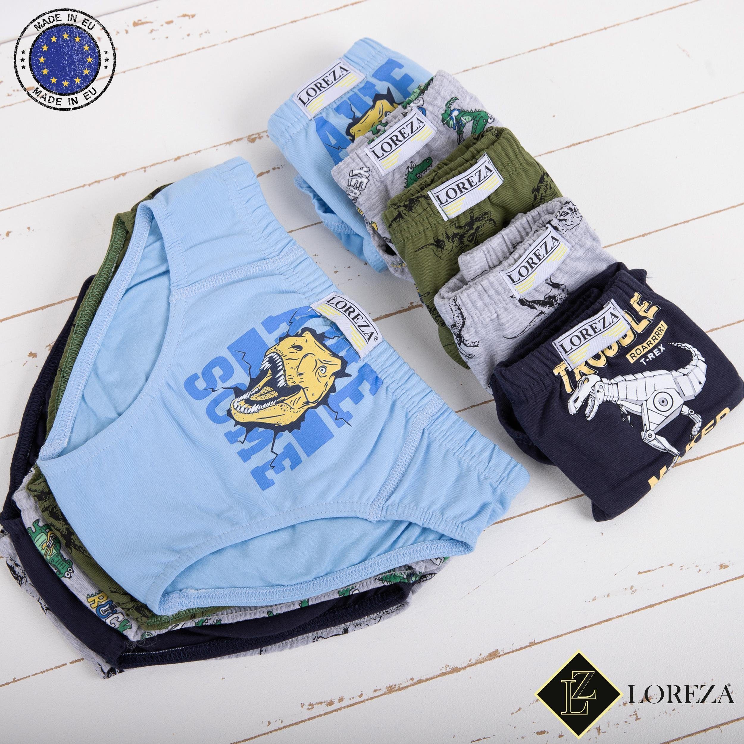 LOREZA Slip 10er Set Jungen Slips - Dinosaurier - Bunt (Set, 10-St)