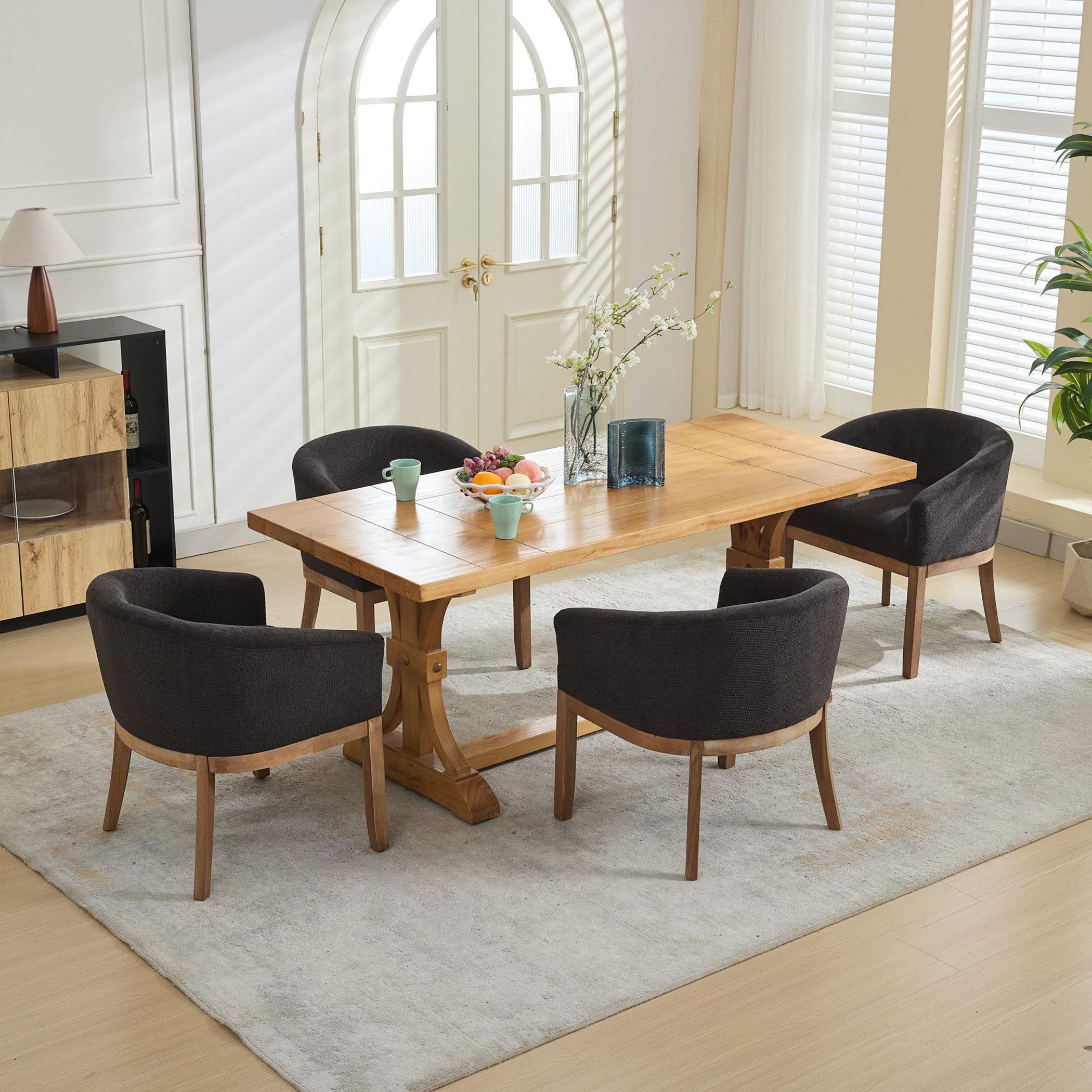 SeedWave Sessel Moderner Chenille-Polstersessel mit Geschwungenen Hinten-Holzbeinen (1), Einzelsofa mit verstellbaren Rutschfesten Fußpads