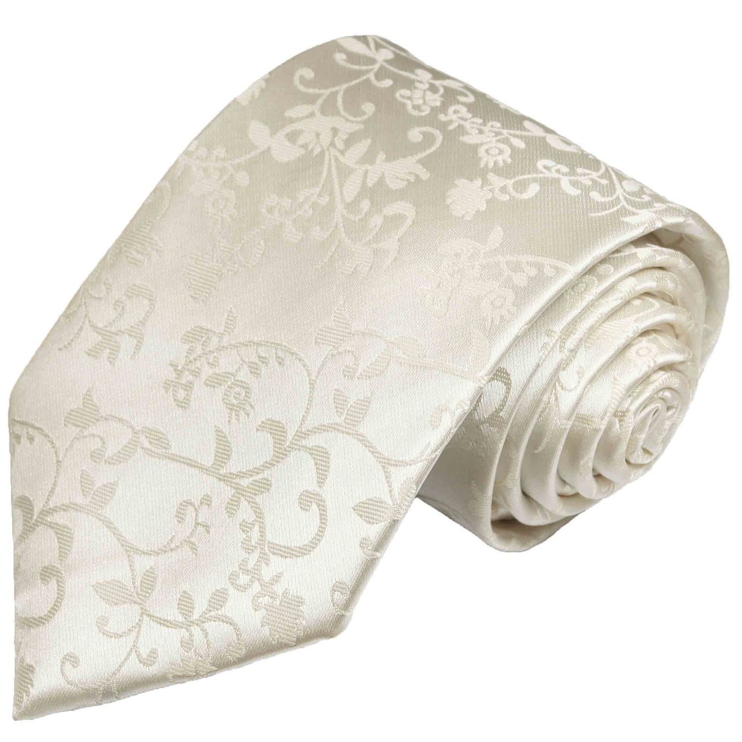 Paul Malone floral Krawatte ivory Hochzeit Bräutigam Schmal Seide 930 (6cm), Hochzeitskrawatte Herren 100% Schlips