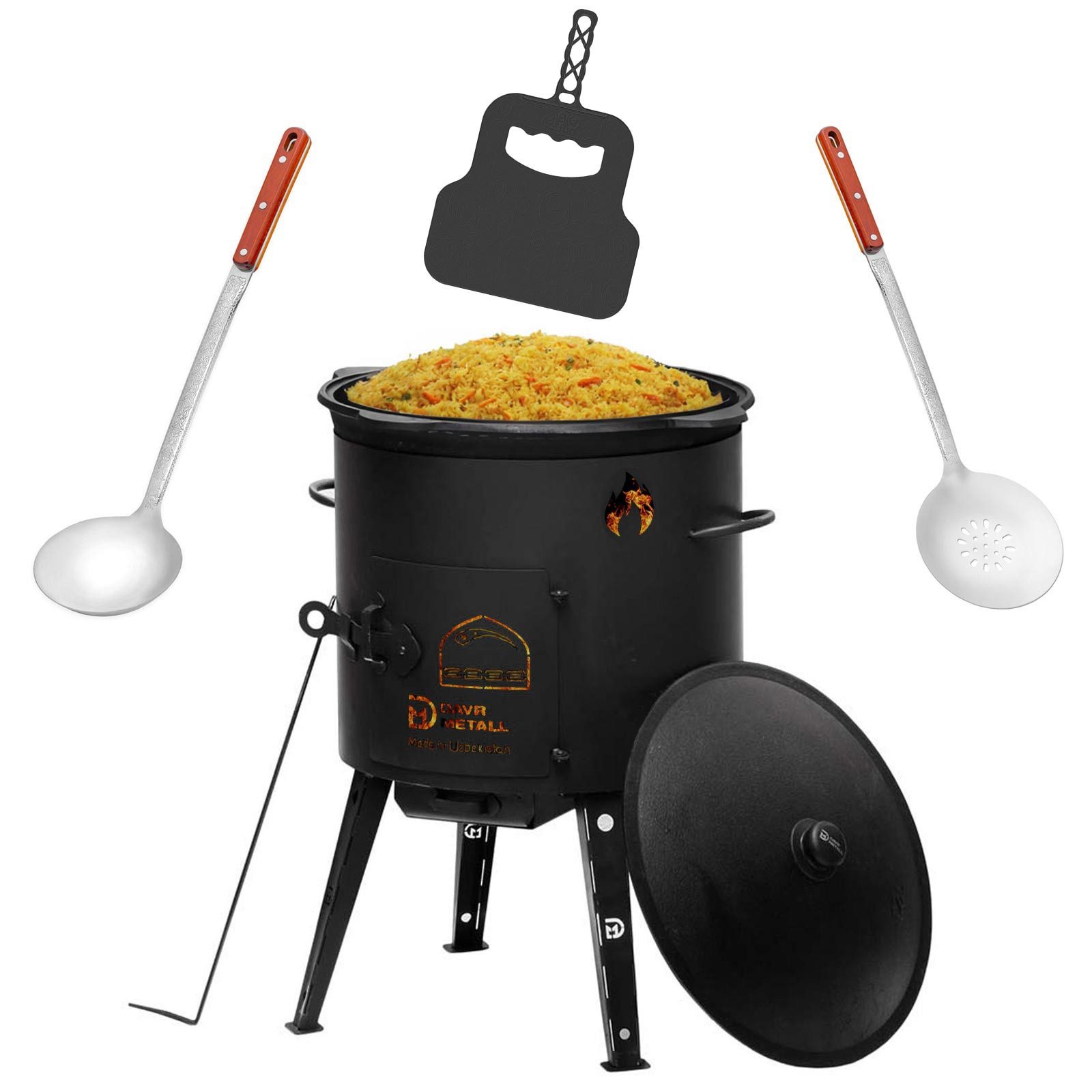 Feuerstelle Ø49cm Uchag 2mm Stahl 22L Kazan Gusseisen Utschak Außenküche Zubehör