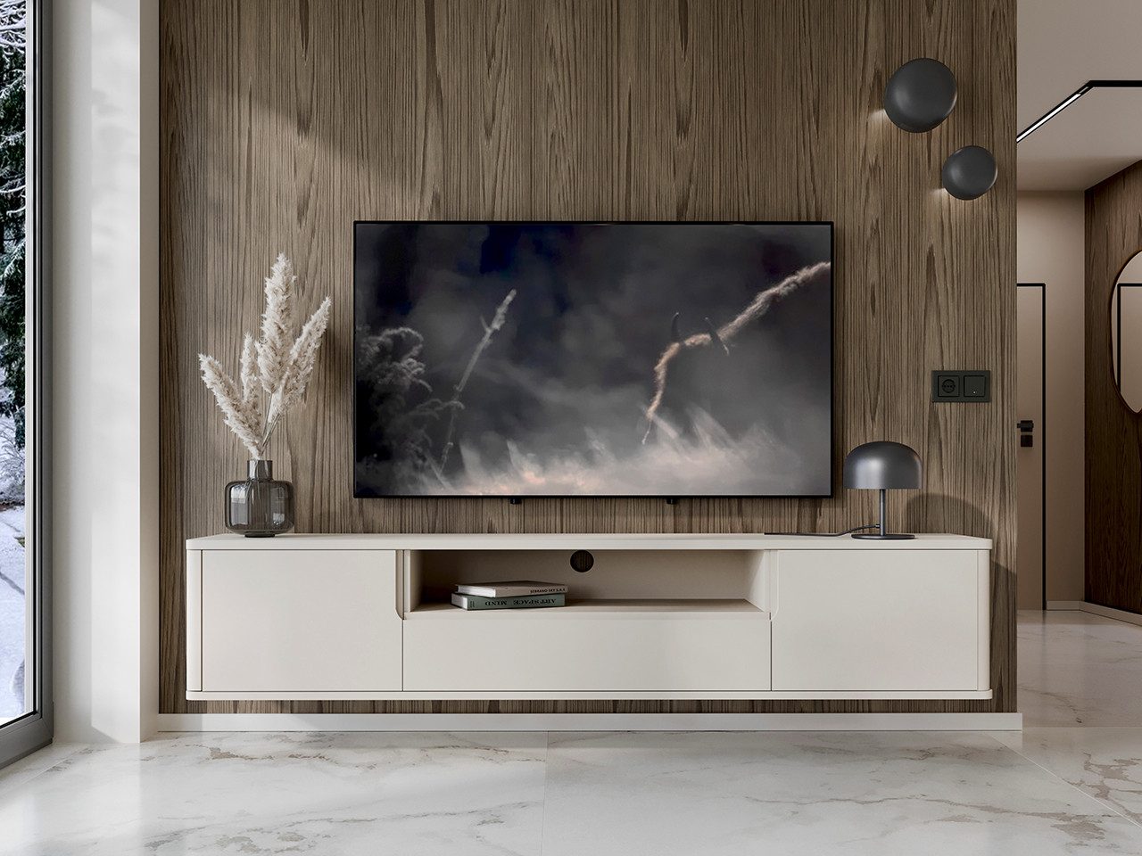 MOEBLINE Lowboard Hängender TV Schrank Kommode RADDIO 180 kaschmir günstig online kaufen