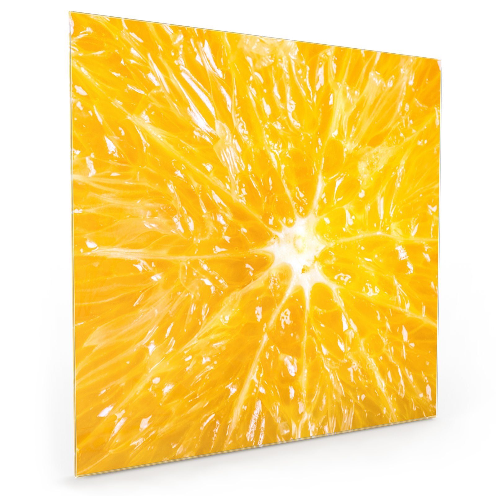 Primedeco Küchenrückwand Küchenrückwand Spritzschutz Glas mit Motiv Saftige Orange