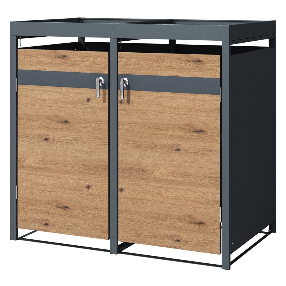 ML-DESIGN Mülltonnenbox Müllbox aus Stahl wetterfeste Mülltonnen Verkleidung Mülltonnengarage, Mülltonnencontainer mit Klappdeckel/Tür für 2 Tonne 120 oder 240 Liter