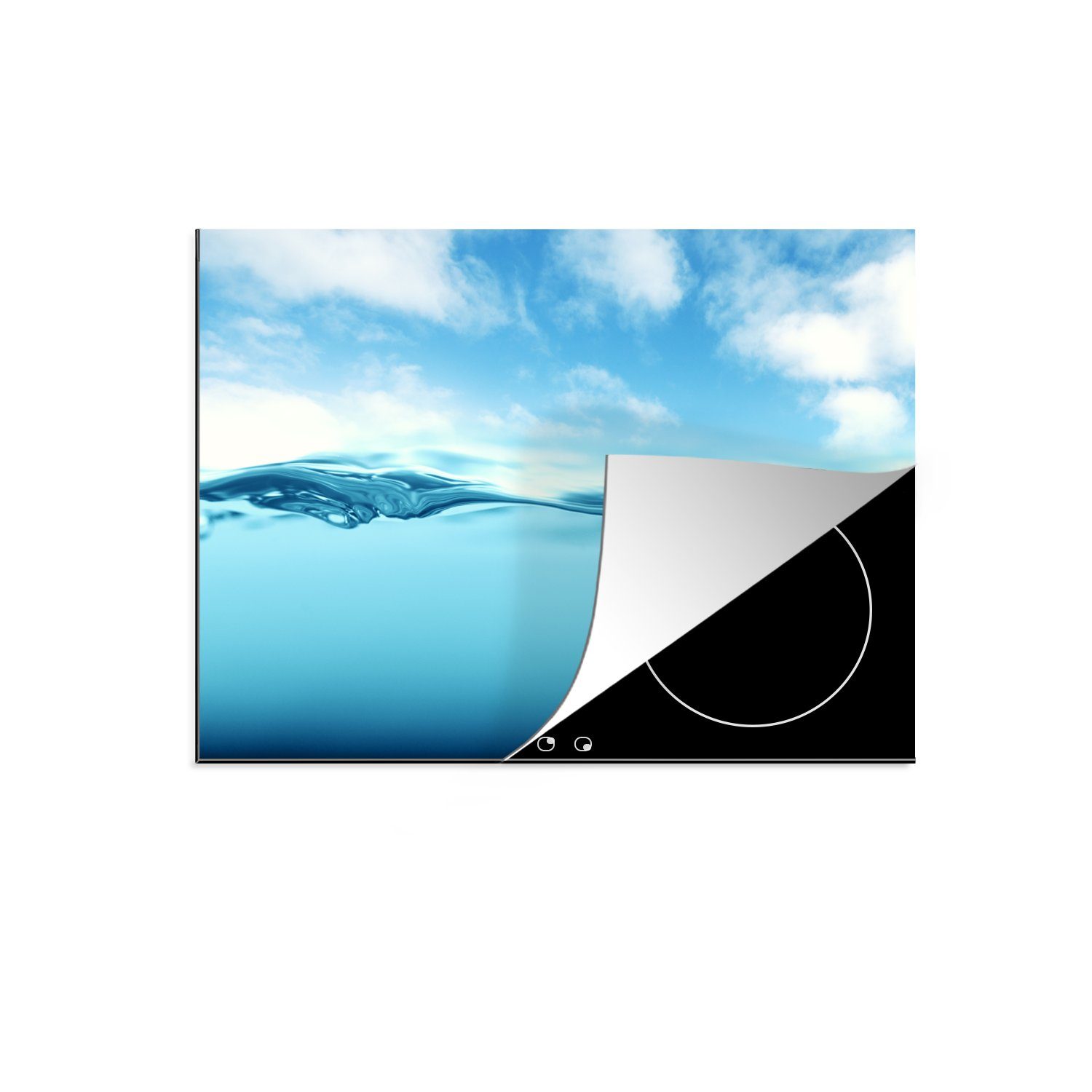 MuchoWow Herdblende-/Abdeckplatte Meer - Wolken - Blau, Vinyl, (1 tlg), 71x52 cm, Induktionskochfeld Schutz für die küche, Ceranfeldabdeckung