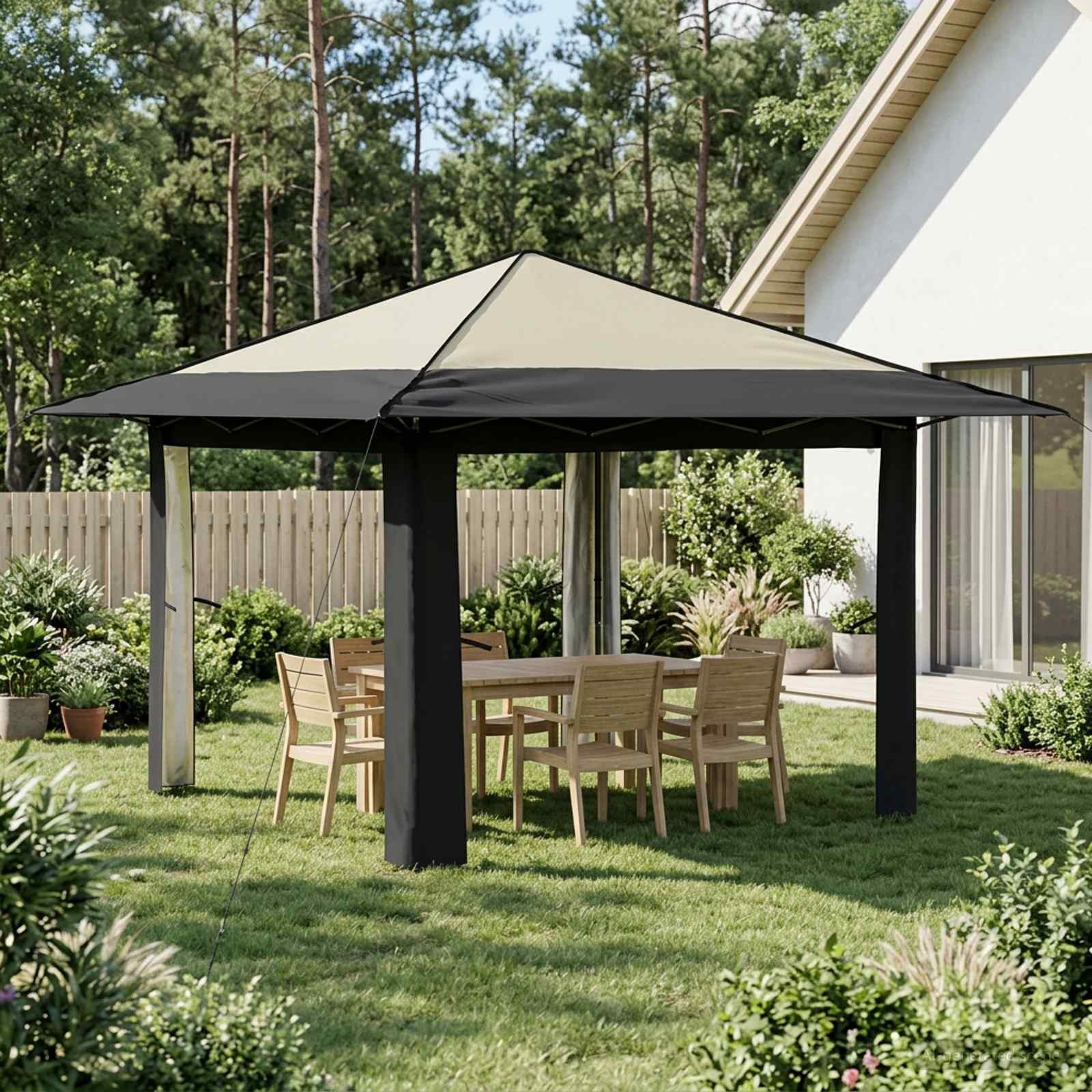 vidaXL Partyzelt Gazebo ohne Seitenwand 3,3 x 3,3 m Creme und Anthrazit