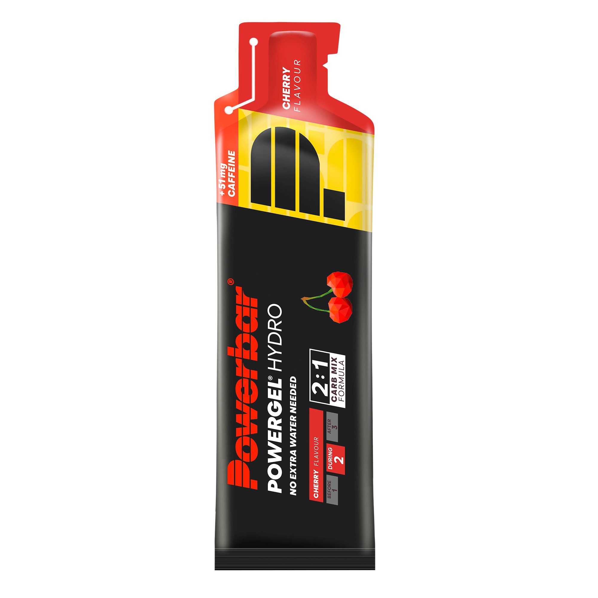PowerBar PowerGel Hydro Cherry High Carb Energie Gel Natrium Koffein 24 x 67 ml Gel, Packung à 24 St., 1.608 ml