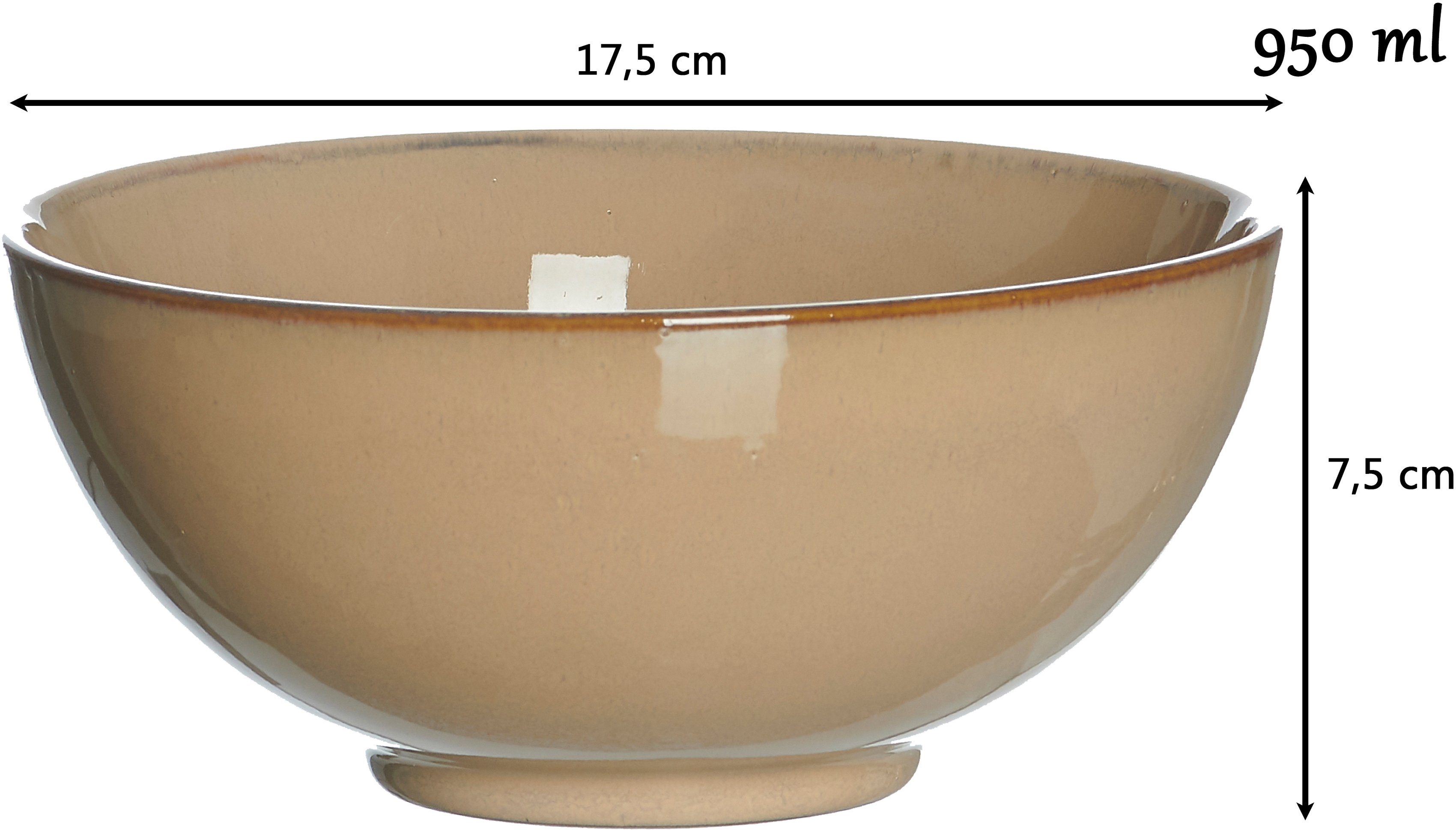 Ritzenhoff & Breker Schale Buddha-Bowls, 17,5 (Set, Puebla, Steinzeug, Ø hellbraun cm 2-tlg)