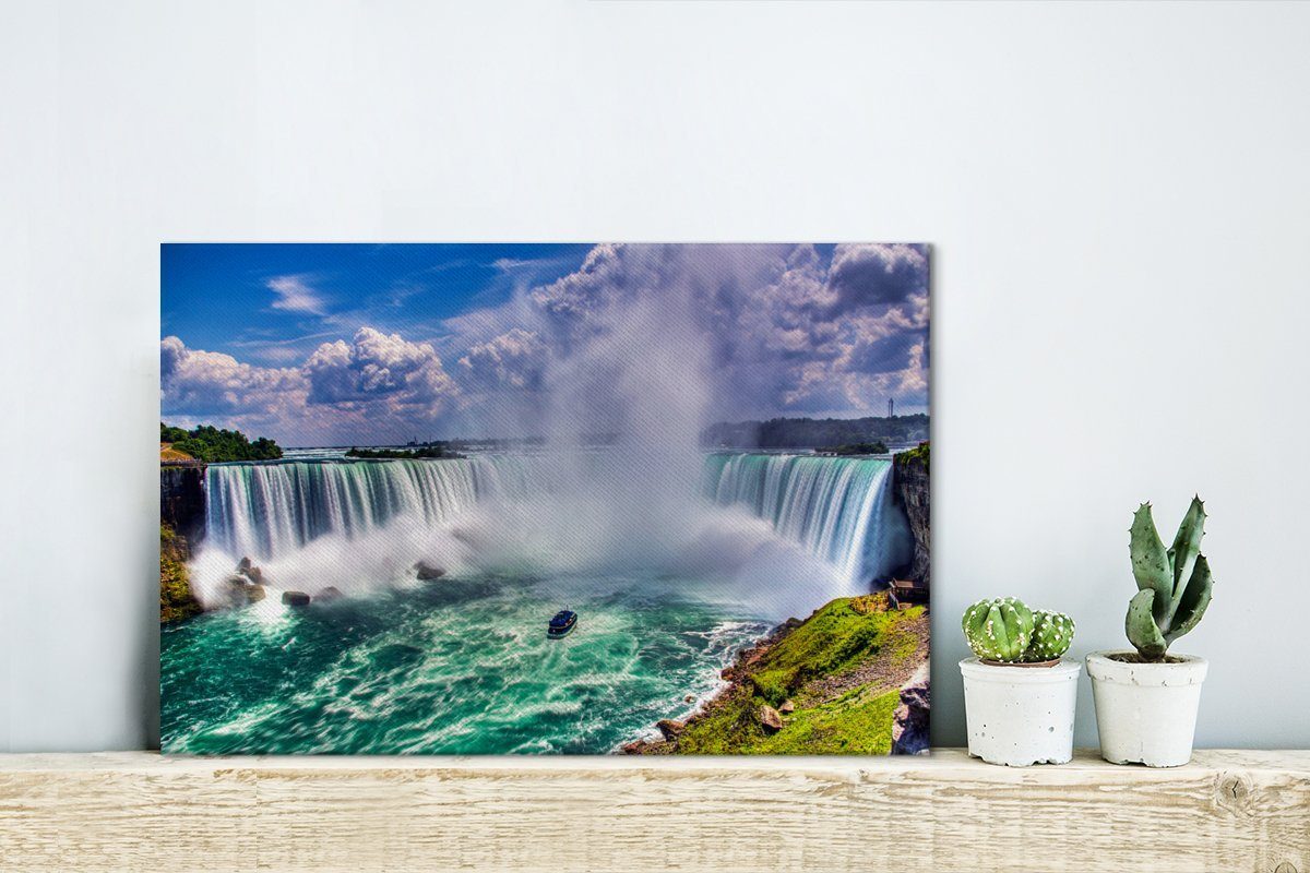 der Niagarafälle, cm Farbenfrohes Wandbild 30x20 OneMillionCanvasses® Wanddeko, Aufhängefertig, Leinwandbild Leinwandbilder, (1 Panorama St),