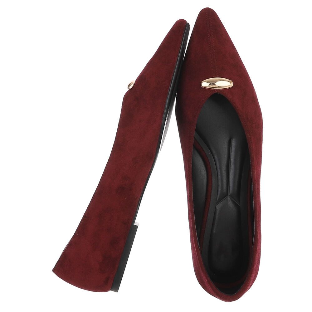 Ital-Design Damen Slipper spitz mit Schmuckdetail, elegant Pumps (92078957) Blockabsatz Klassische Ballerinas in Weinrot