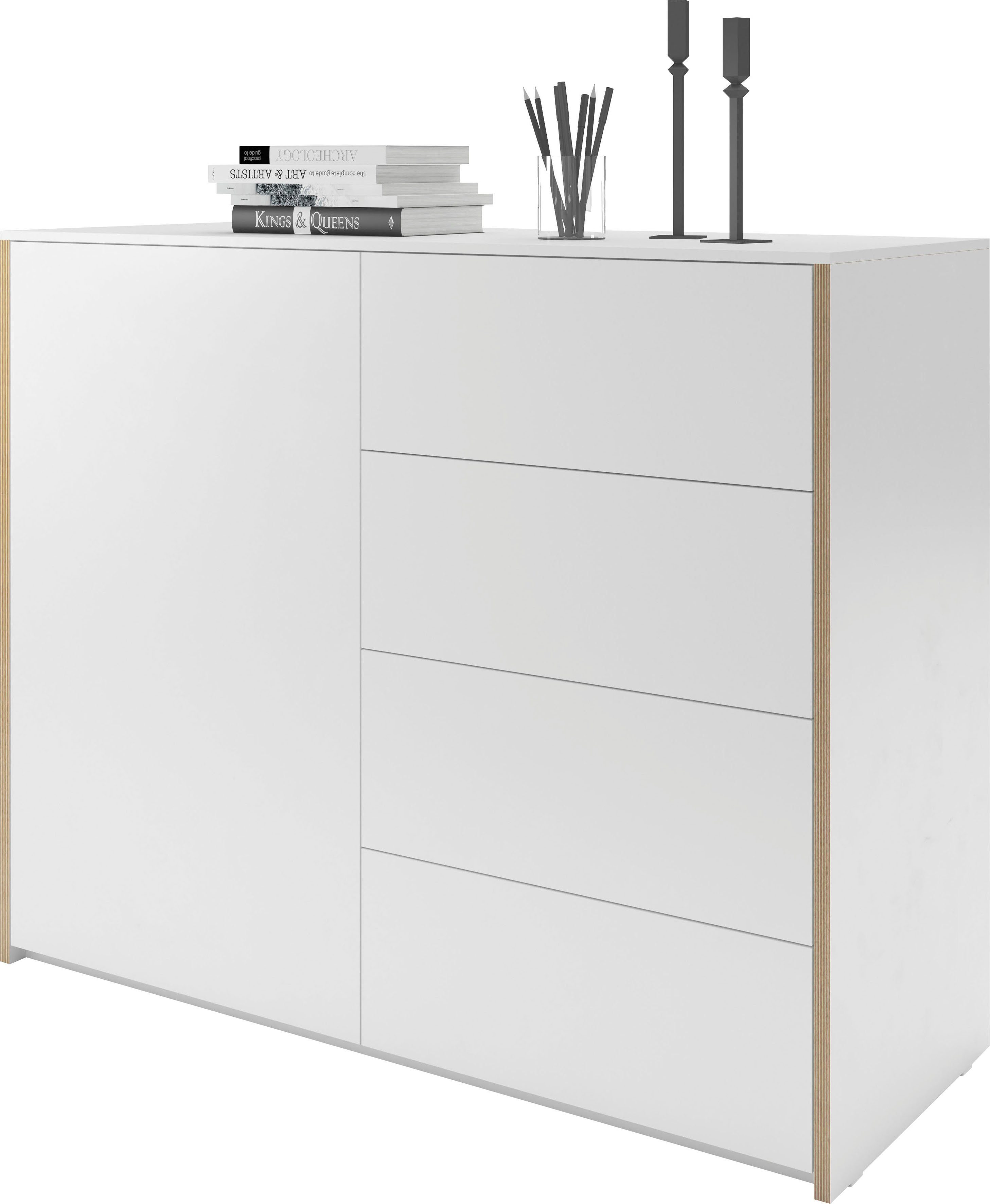 weiß/birke SMALL Sideboard Modular Müller Plus LIVING