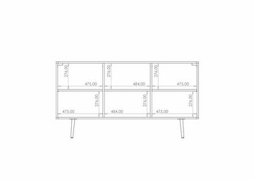 Furnix Sideboard Pabllo Kommode mit drei Schränken und Metallfüßen Braun, Maße 150x80x41 cm