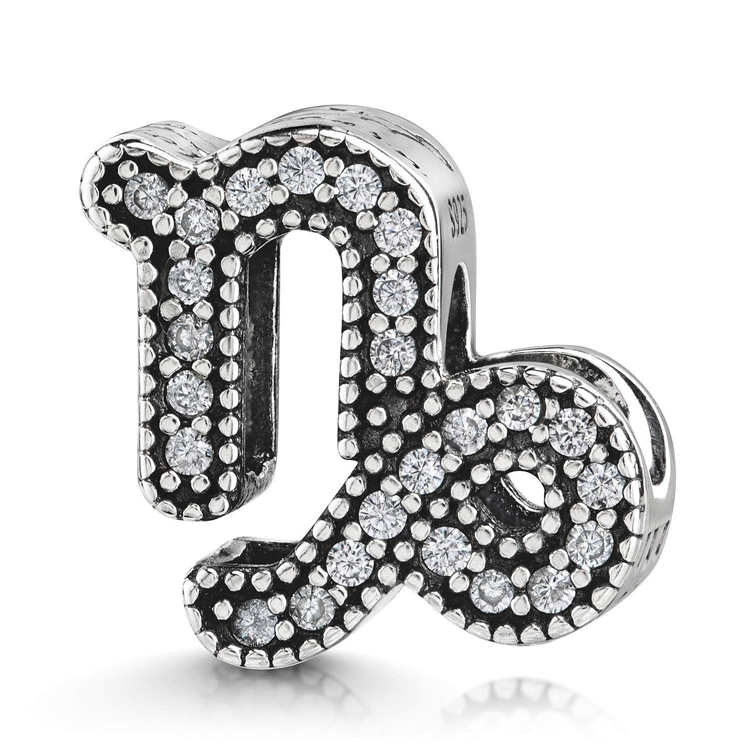 Materia Bead Steinbock Sternzeichen Charm mit Zirkonia 10, 925 Sterling Silber