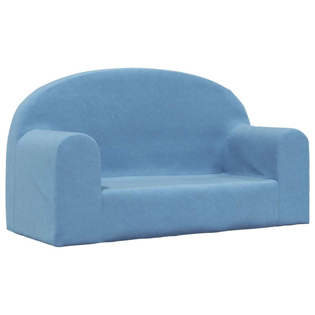 vidaXL Kindersofa, Kindersofa 2-Sitzer Blau Weich Plüsch