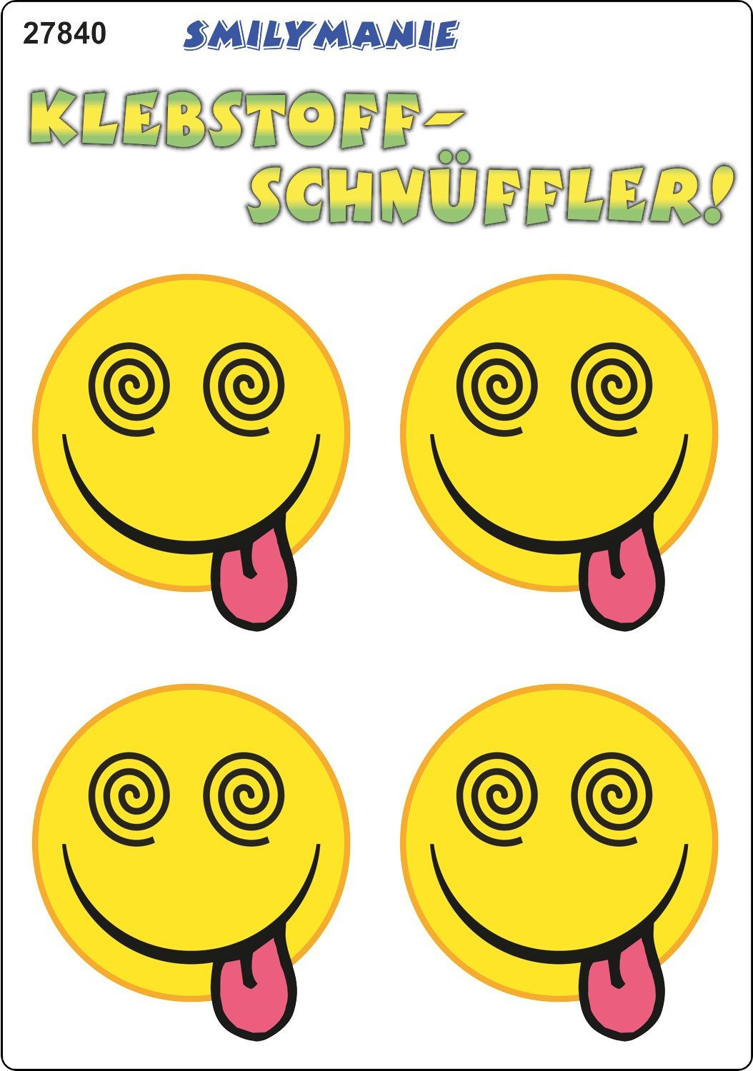 Hermann Schütz Aufkleber Aufkleber Smily Klebstoff-Schnüffler! 4er-Set 150 x 105 mm