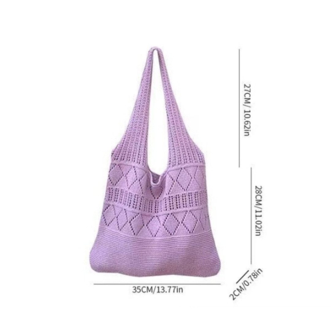 Diwzbyn Schultertasche Häkeltaschen,Sommer Strand Mesh Tragetasche Damen Boho Umhängetasche (Einkaufstasche Lässige Reisetaschen Tasche faltbar Hobo Taschen), f – Bild 3 von 5