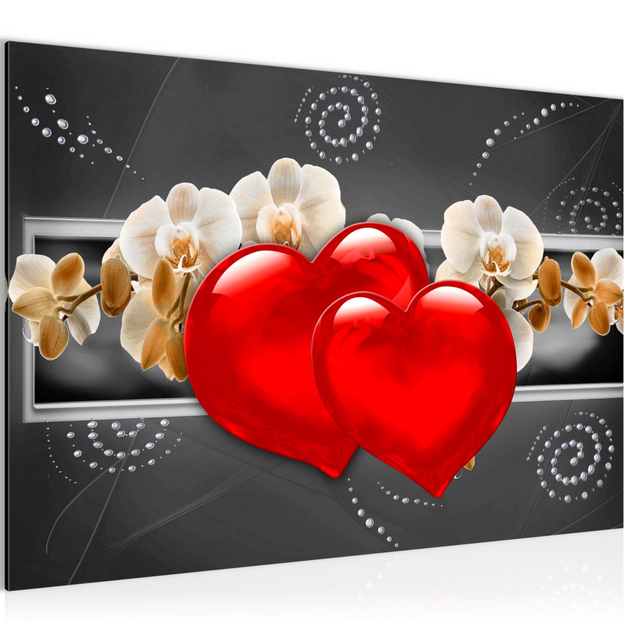 Runa Art Wandbild Bild Blumen Orchidee Modern Made In Germany Herz Grau Flur 401415c, 60L x 40B cm